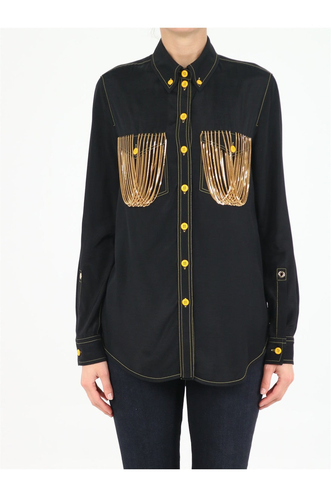 BURBERRY-OUTLET-SALE-Black chain shirt-ARCHIVIST