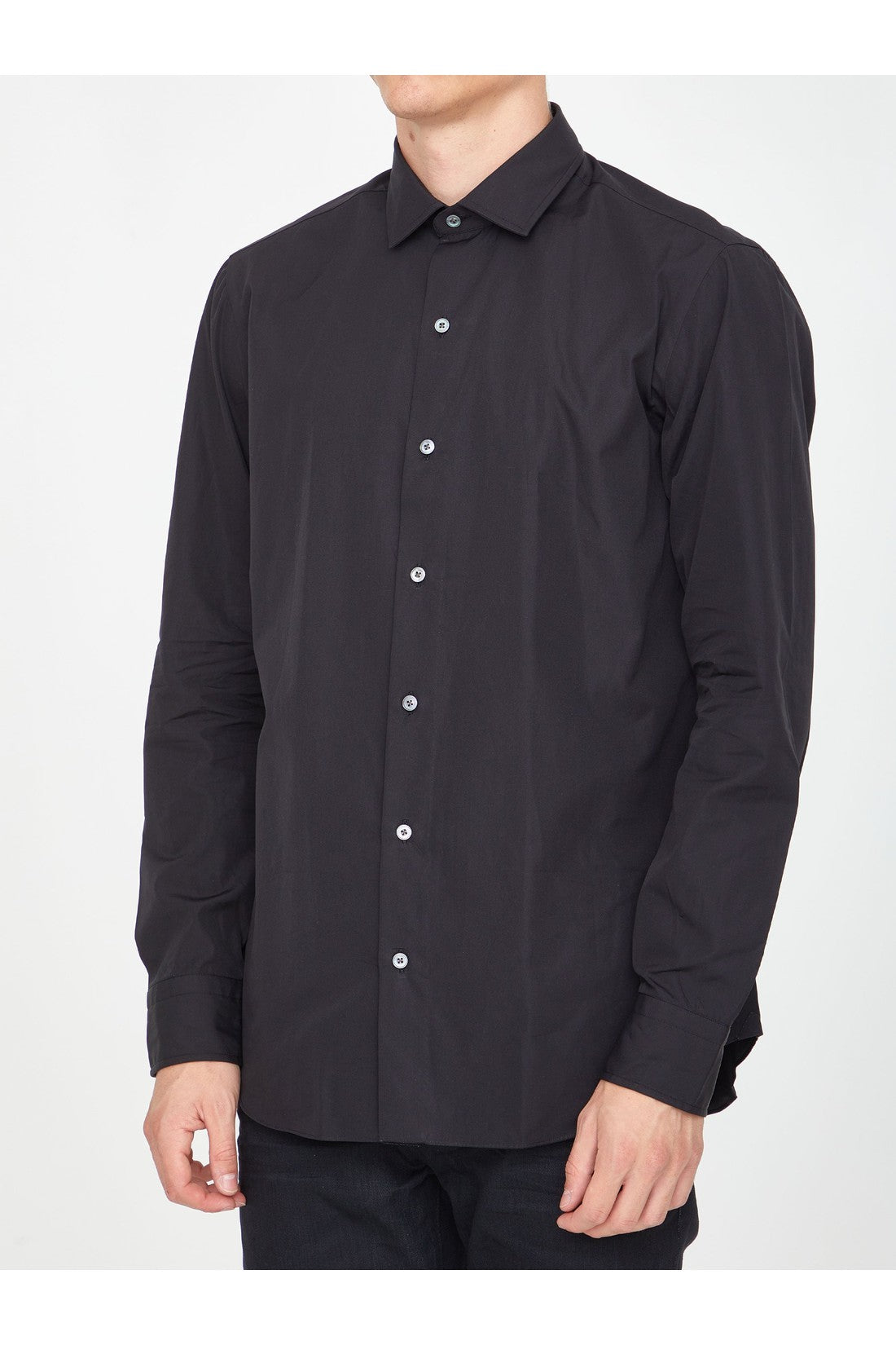 SALVATORE PICCOLO-OUTLET-SALE-Black cotton shirt-ARCHIVIST