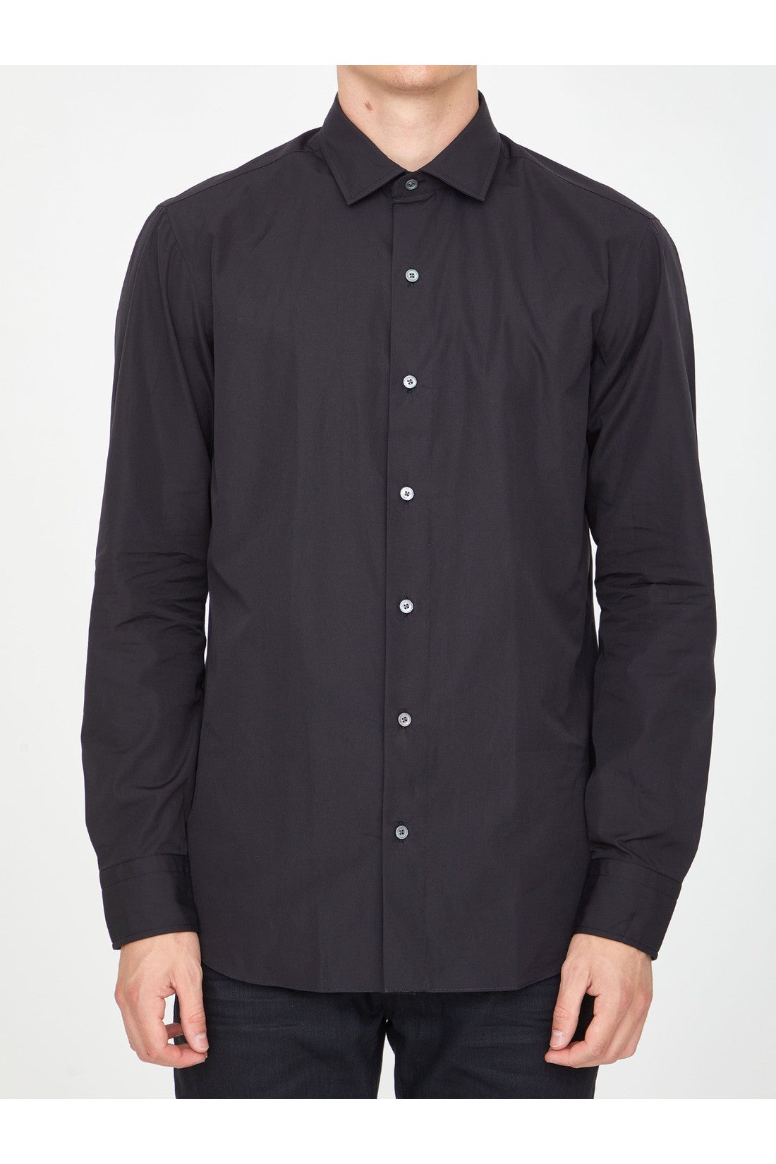 SALVATORE PICCOLO-OUTLET-SALE-Black cotton shirt-ARCHIVIST