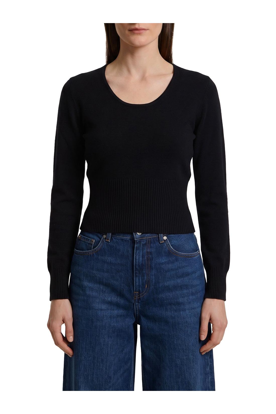 Max Mara-OUTLET-SALE-Black crewneck Vetta top-ARCHIVIST