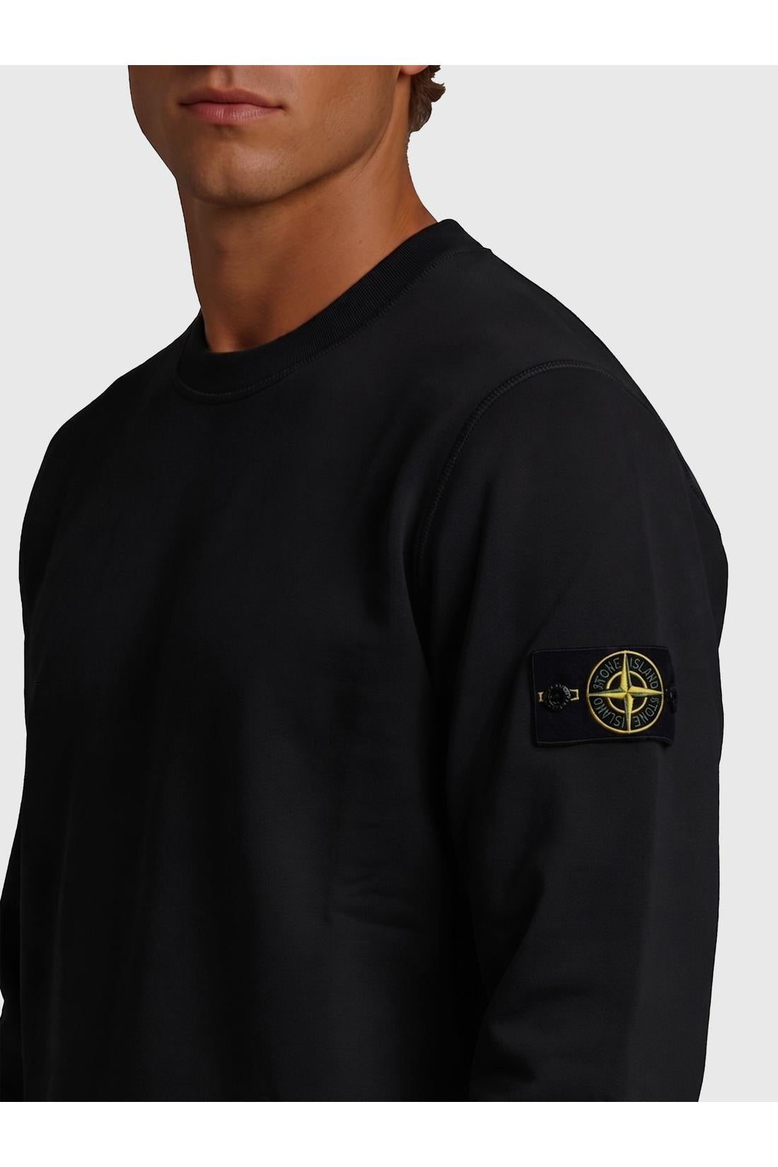 Stone Island-OUTLET-SALE-Black crewneck sweatshirt-ARCHIVIST