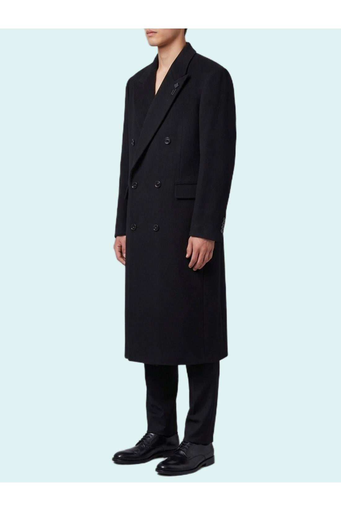 Lardini-OUTLET-SALE-Black double-breasted coat-ARCHIVIST