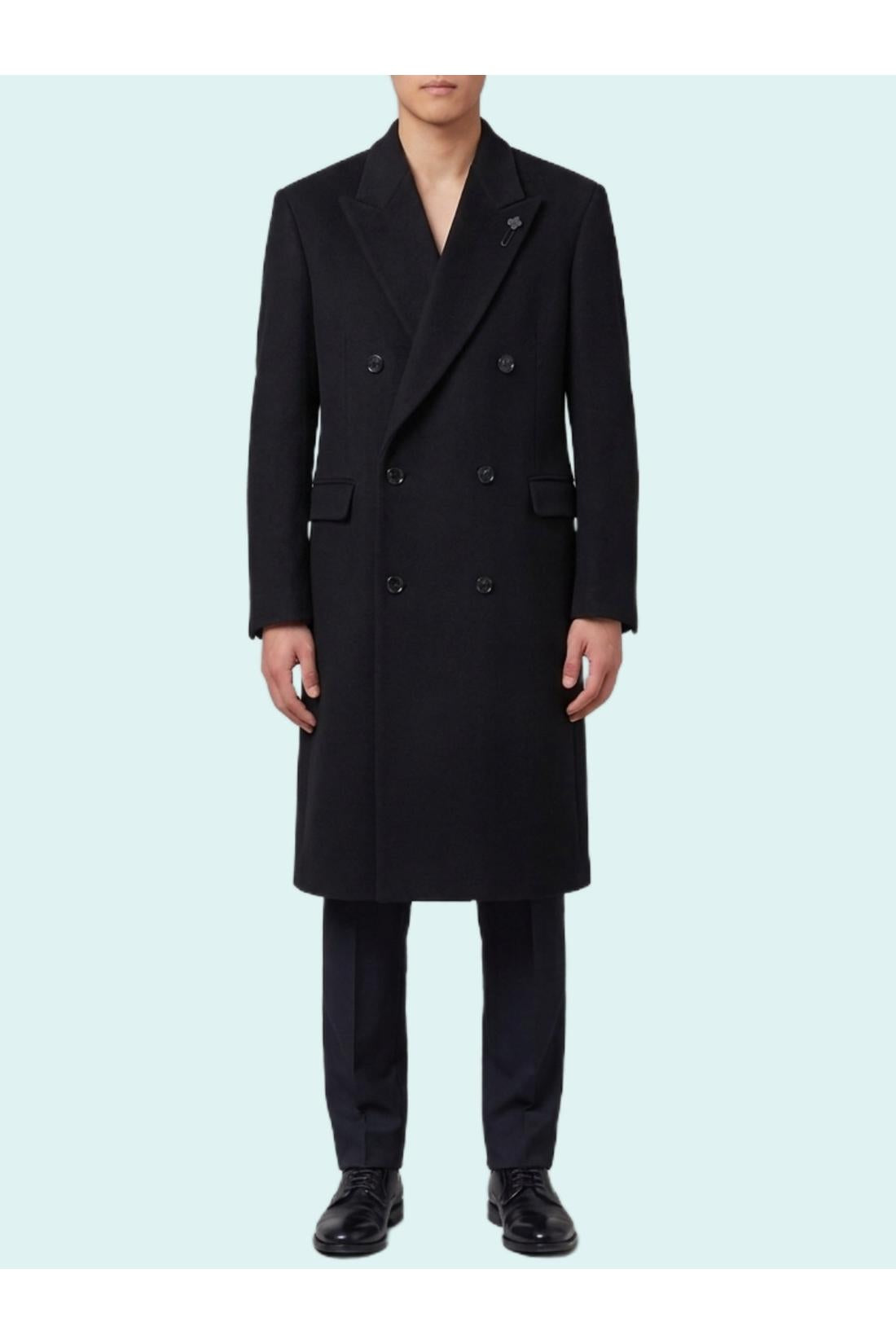 Lardini-OUTLET-SALE-Black double-breasted coat-ARCHIVIST