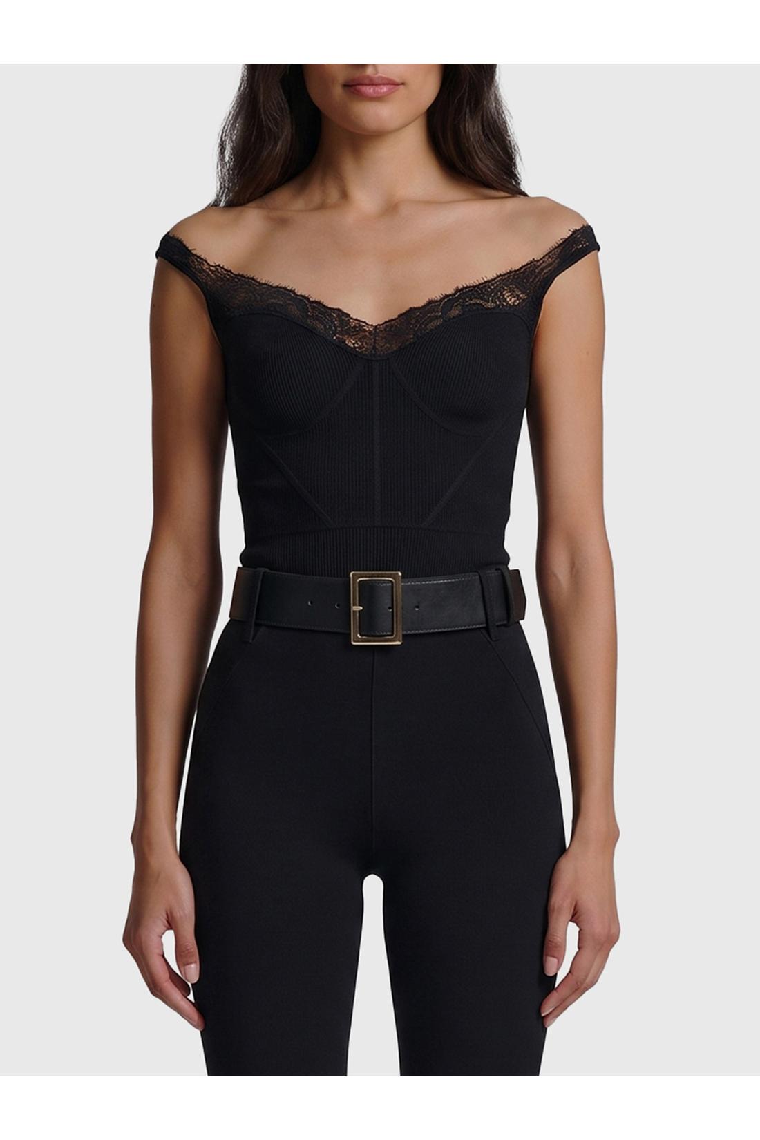Self Portrait-OUTLET-SALE-Black knit top-ARCHIVIST