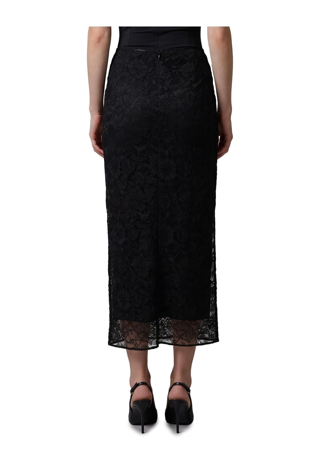 Dolce & Gabbana-OUTLET-SALE-Black lace midi skirT-ARCHIVIST