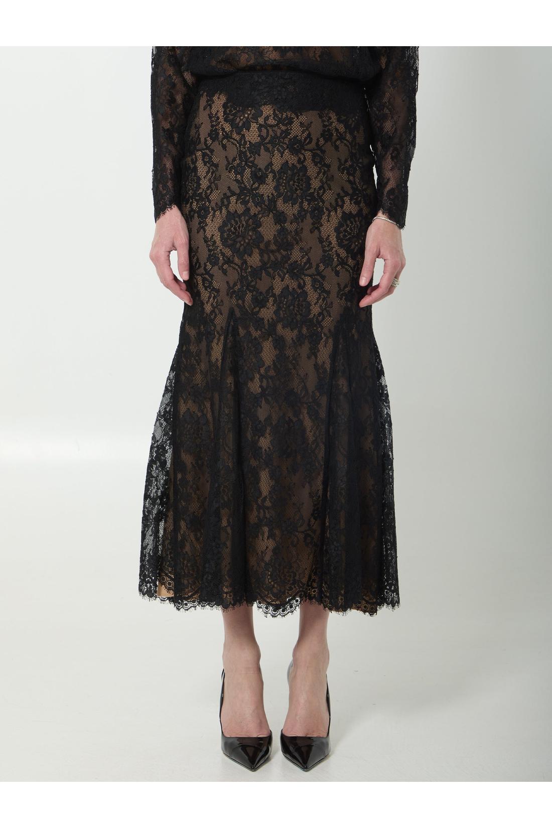 Self Portrait-OUTLET-SALE-Black lace midi skirt-ARCHIVIST