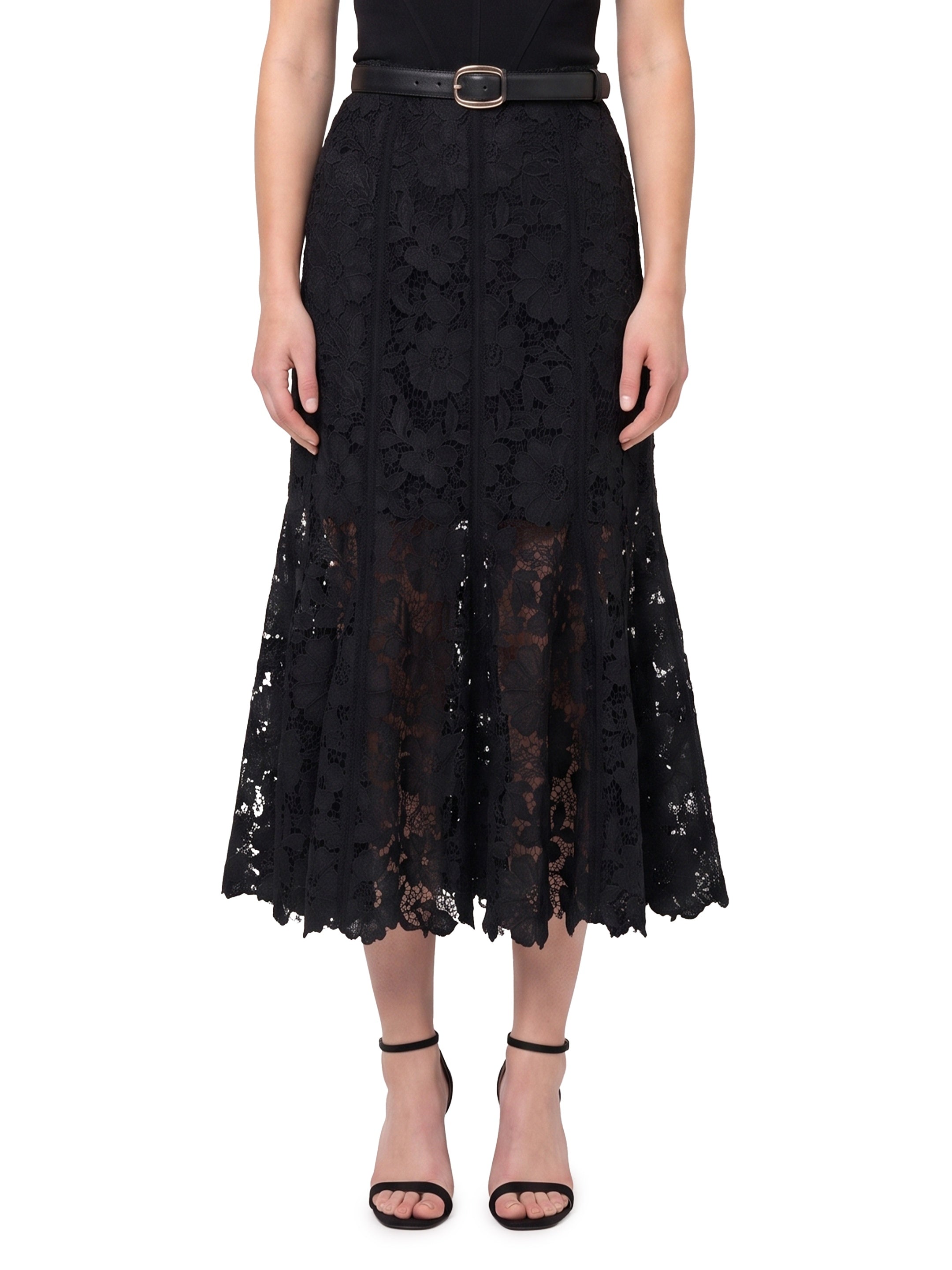 Self Portrait-OUTLET-SALE-Black lace midi skirt-ARCHIVIST
