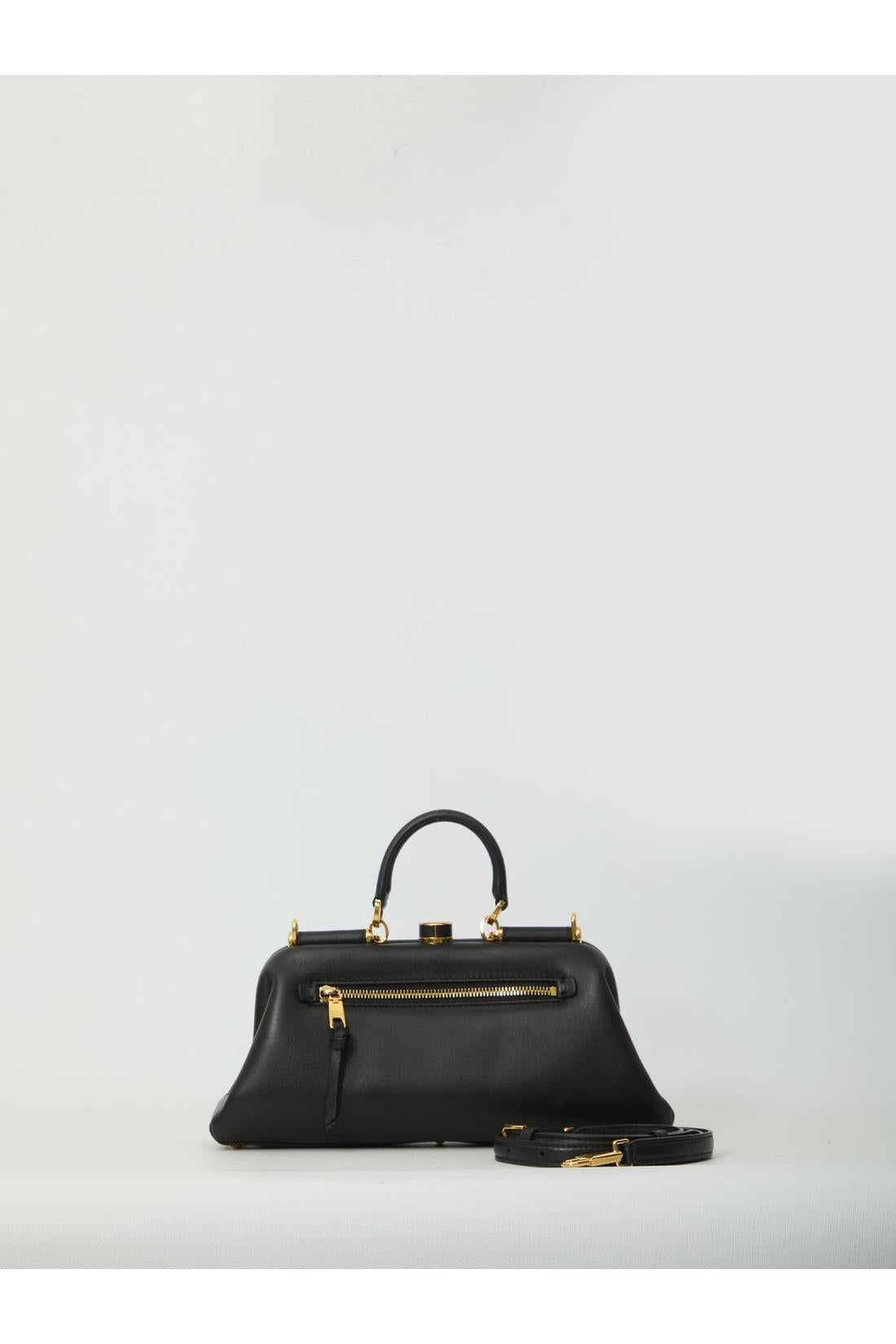 Dolce & Gabbana-OUTLET-SALE-Black lambskin shoulder bag-ARCHIVIST