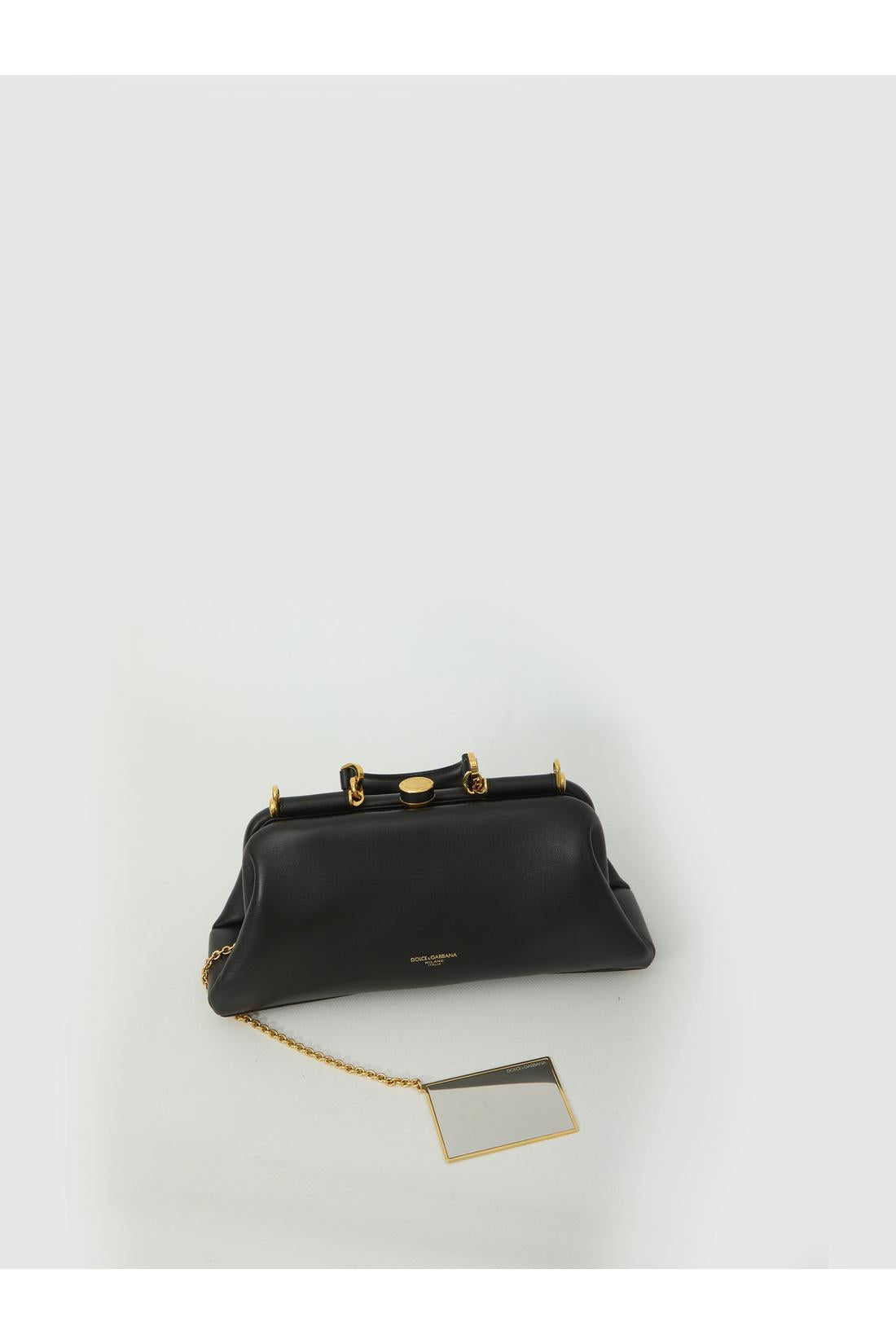 Dolce & Gabbana-OUTLET-SALE-Black lambskin shoulder bag-ARCHIVIST
