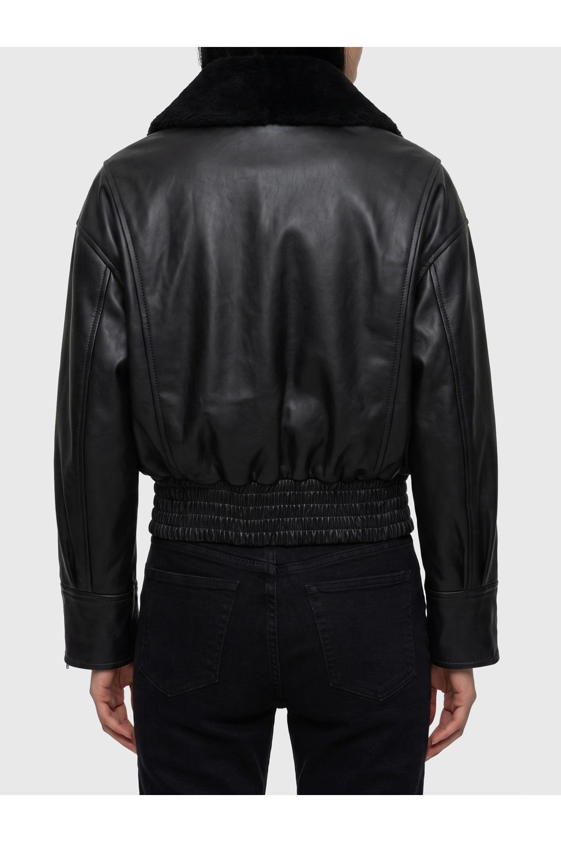 Ivy oak-OUTLET-SALE-Black leather IOLaila Lane bomber jacket-ARCHIVIST
