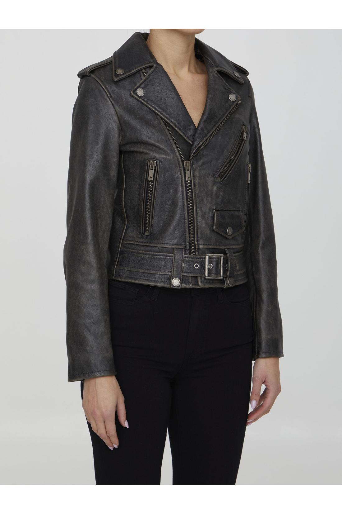Golden Goose-OUTLET-SALE-Black leather jacket-ARCHIVIST