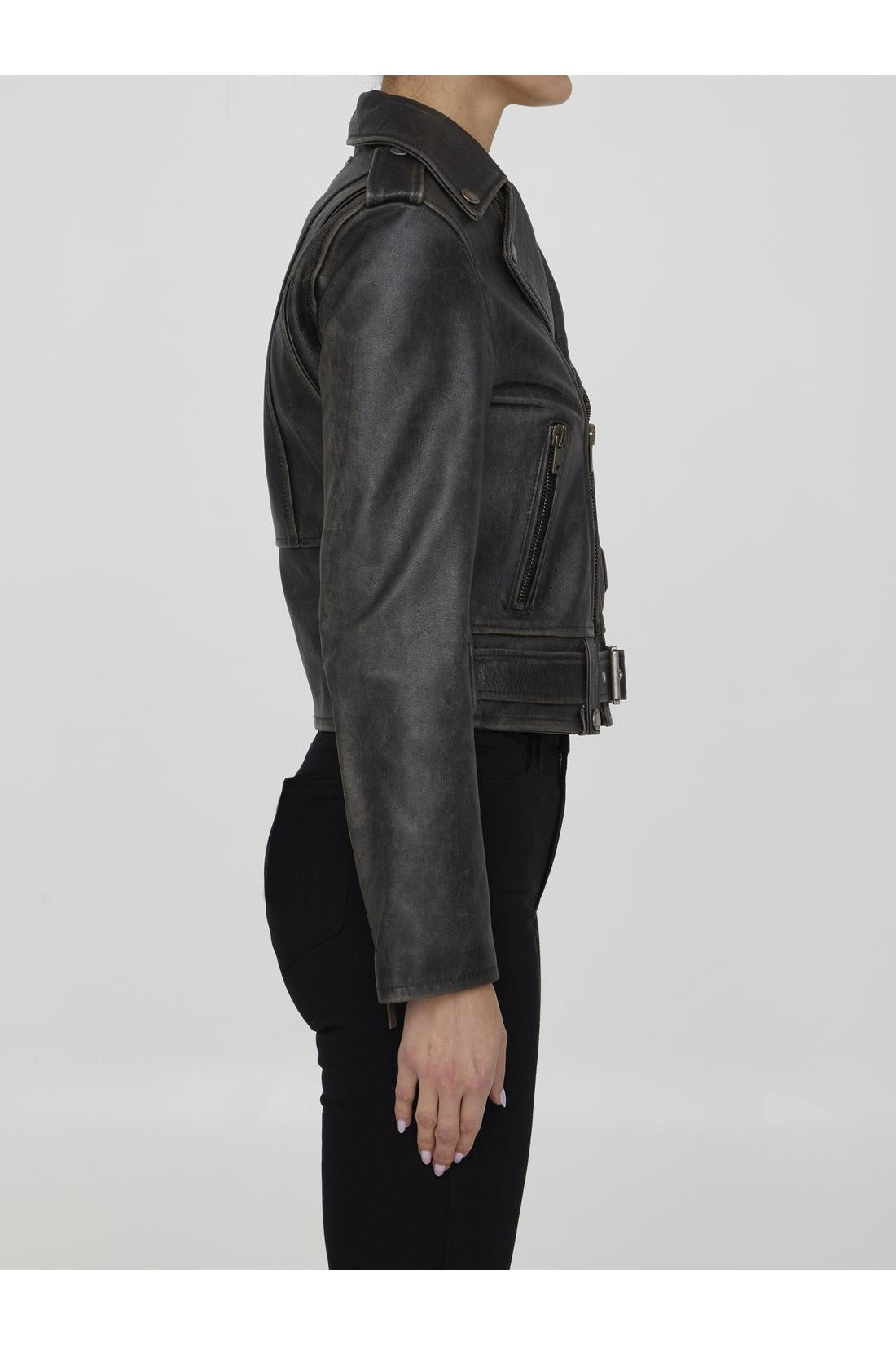 Golden Goose-OUTLET-SALE-Black leather jacket-ARCHIVIST