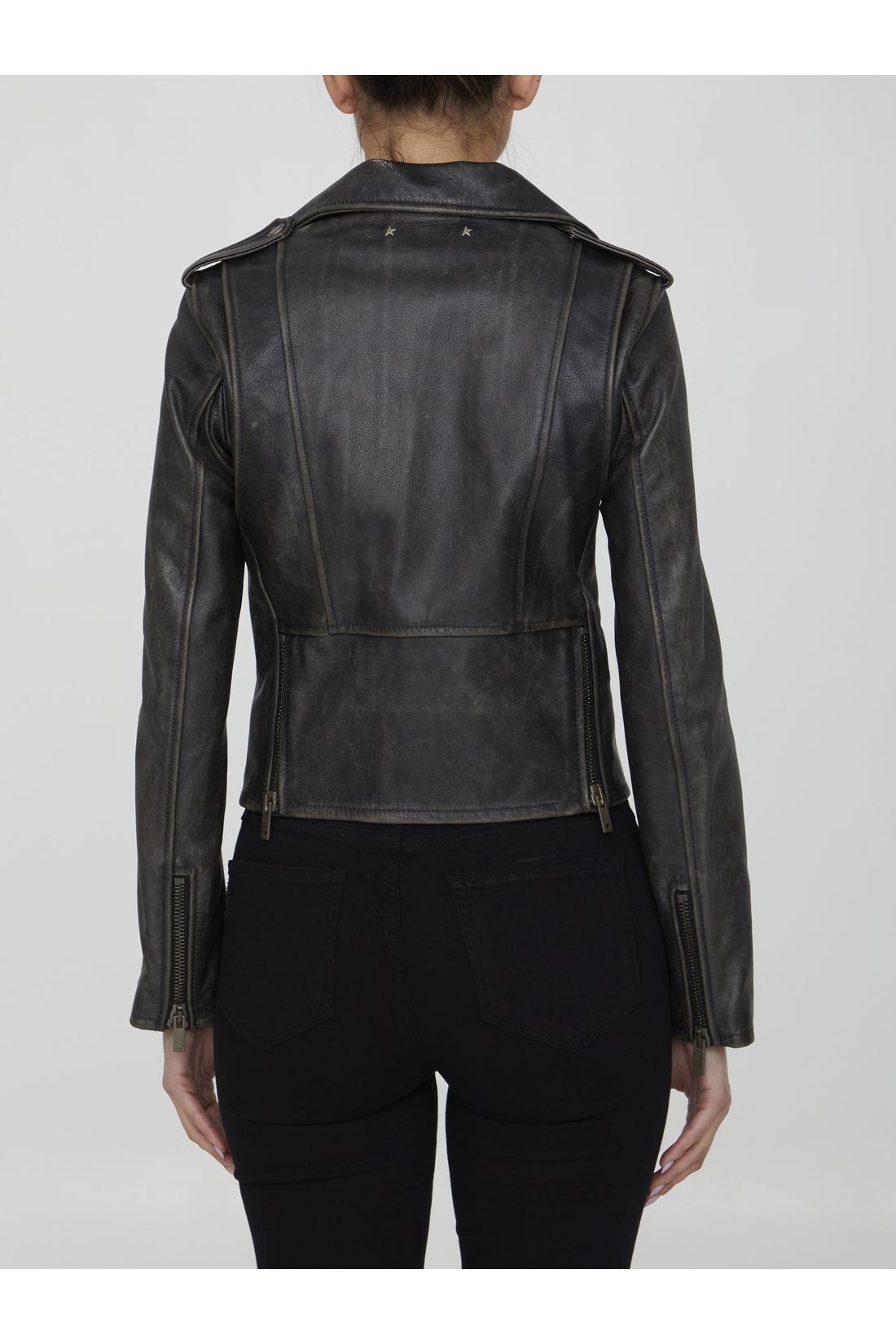 Golden Goose-OUTLET-SALE-Black leather jacket-ARCHIVIST