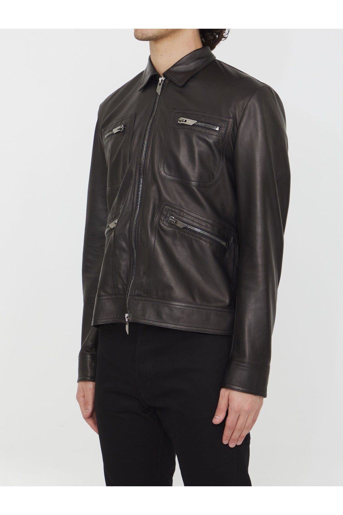 SALVATORE SANTORO-OUTLET-SALE-Black leather jacket-ARCHIVIST