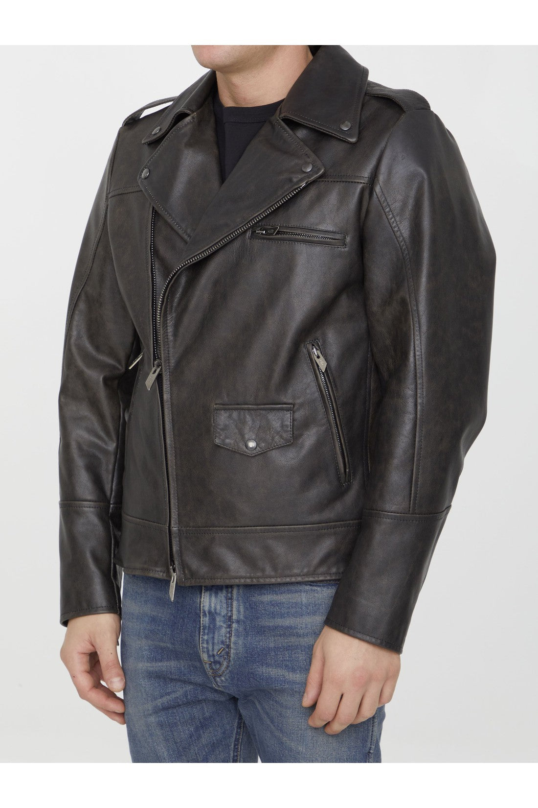 SALVATORE SANTORO-OUTLET-SALE-Black leather jacket-ARCHIVIST