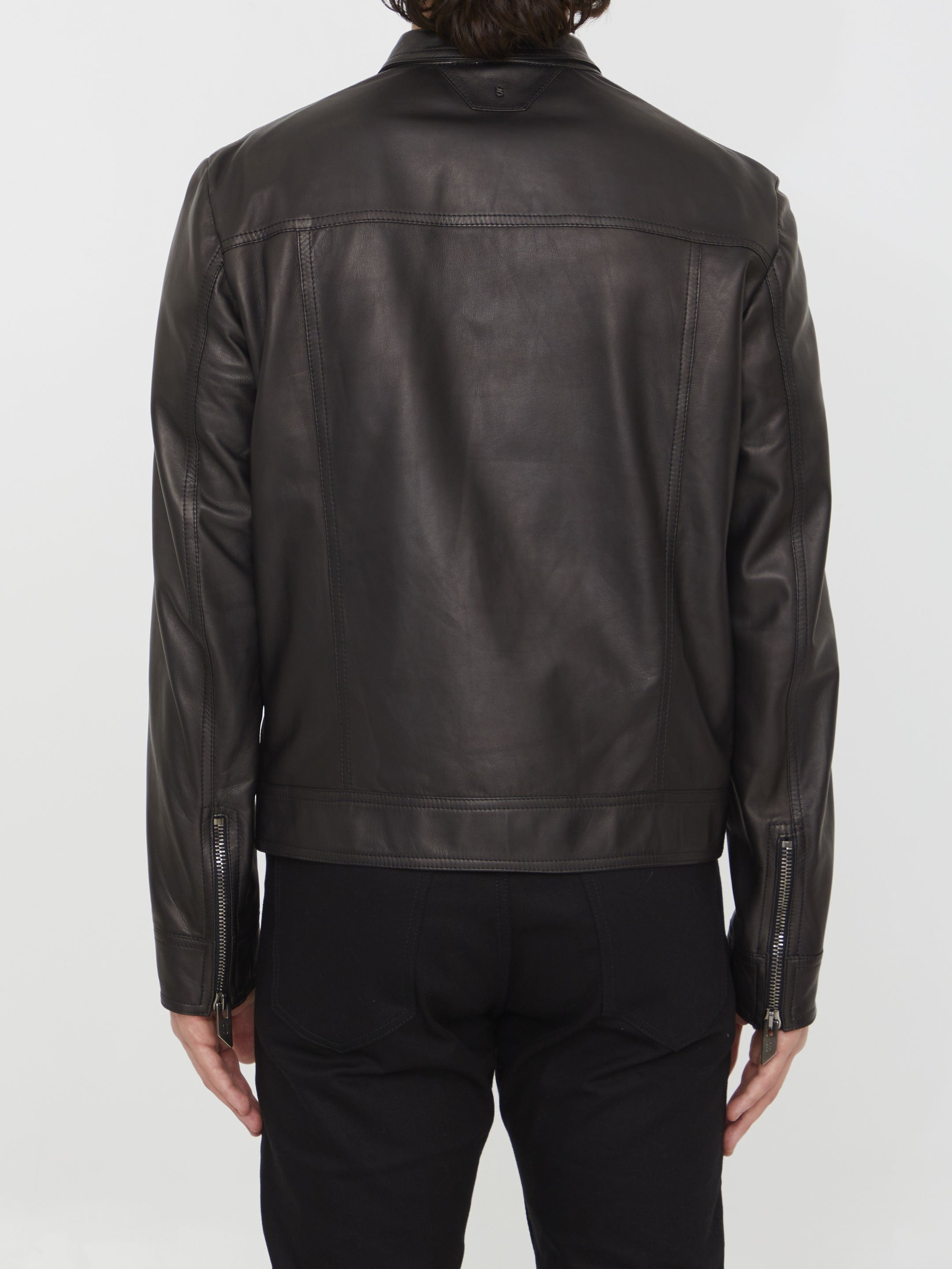 SALVATORE SANTORO-OUTLET-SALE-Black leather jacket-ARCHIVIST