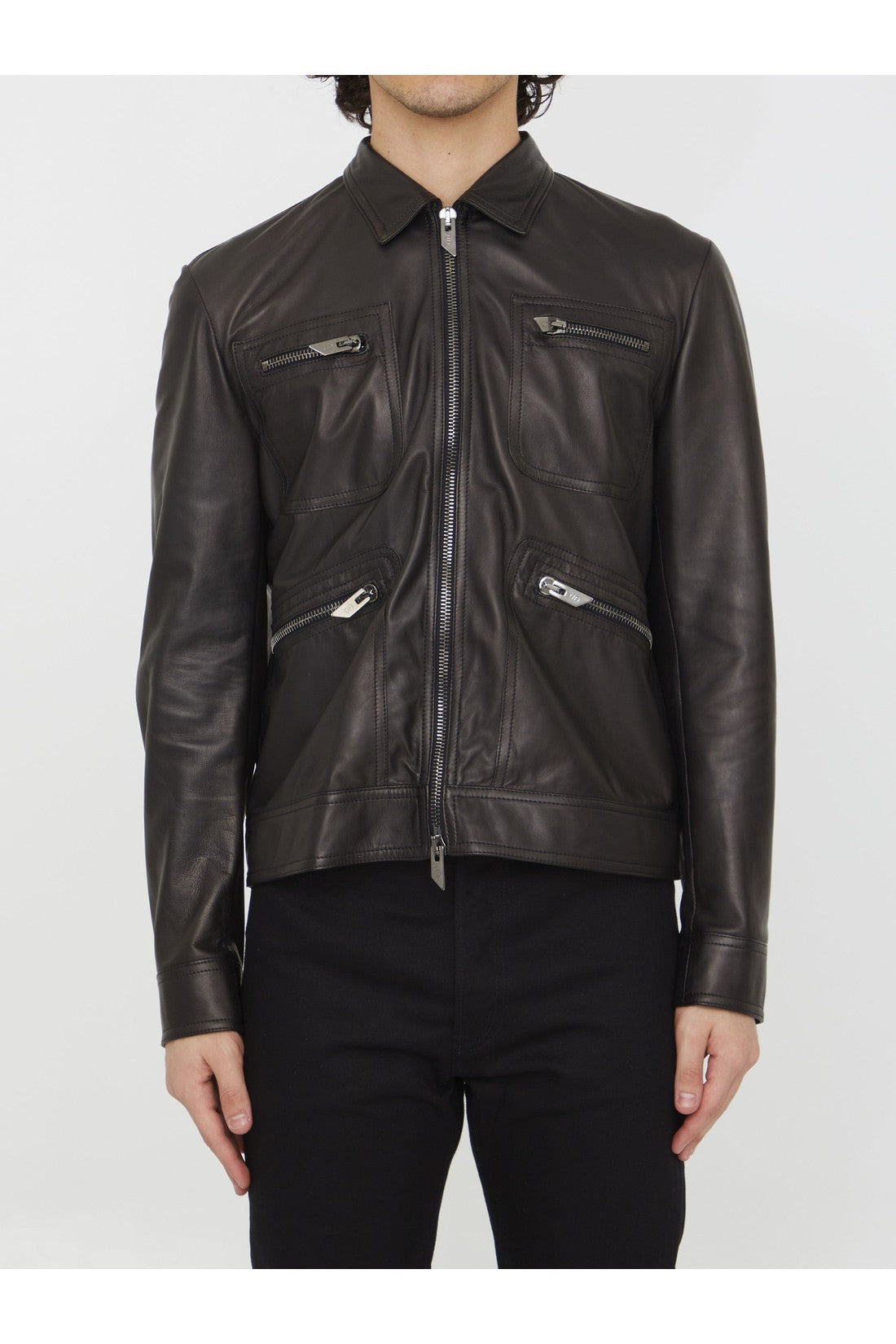 SALVATORE SANTORO-OUTLET-SALE-Black leather jacket-ARCHIVIST