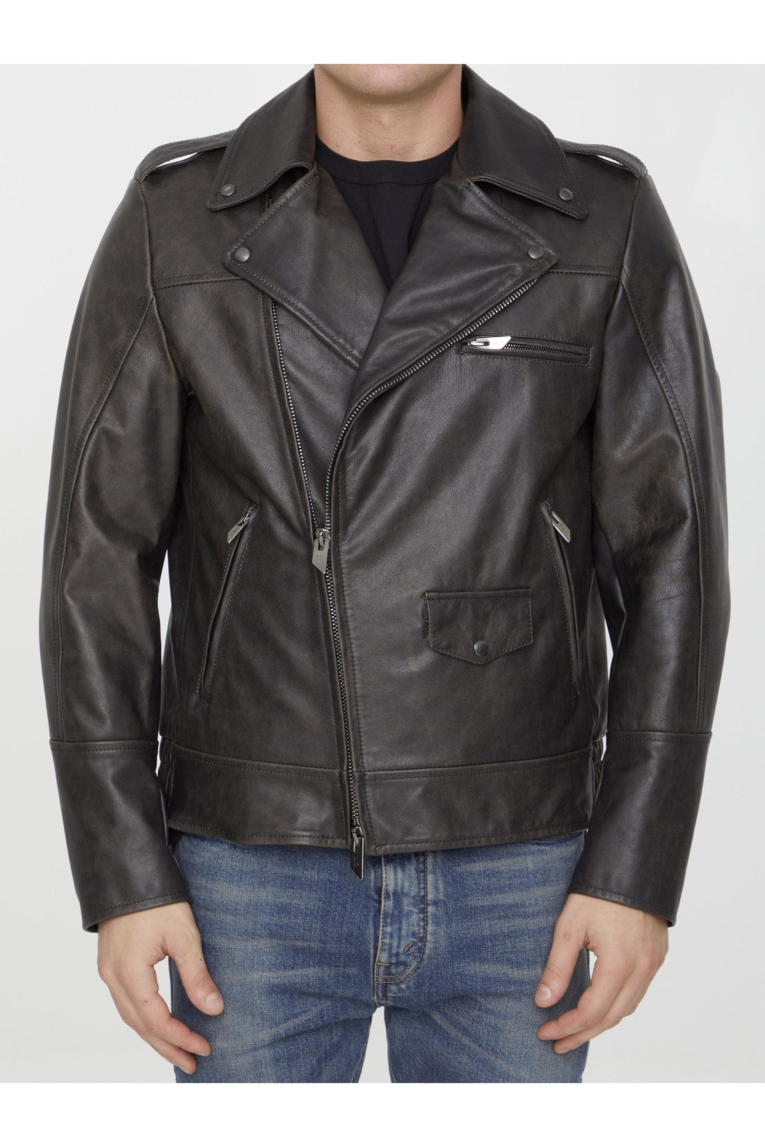 SALVATORE SANTORO-OUTLET-SALE-Black leather jacket-ARCHIVIST