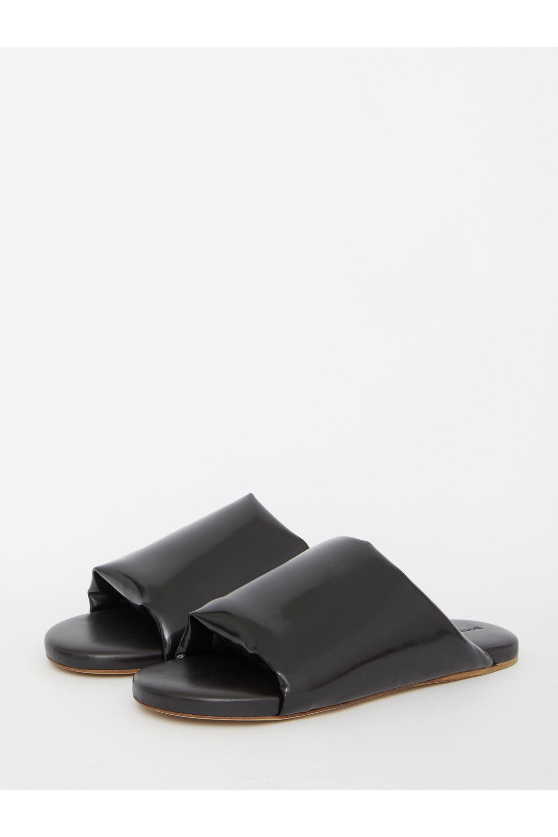 BOTTEGA VENETA-OUTLET-SALE-Black leather slides-ARCHIVIST