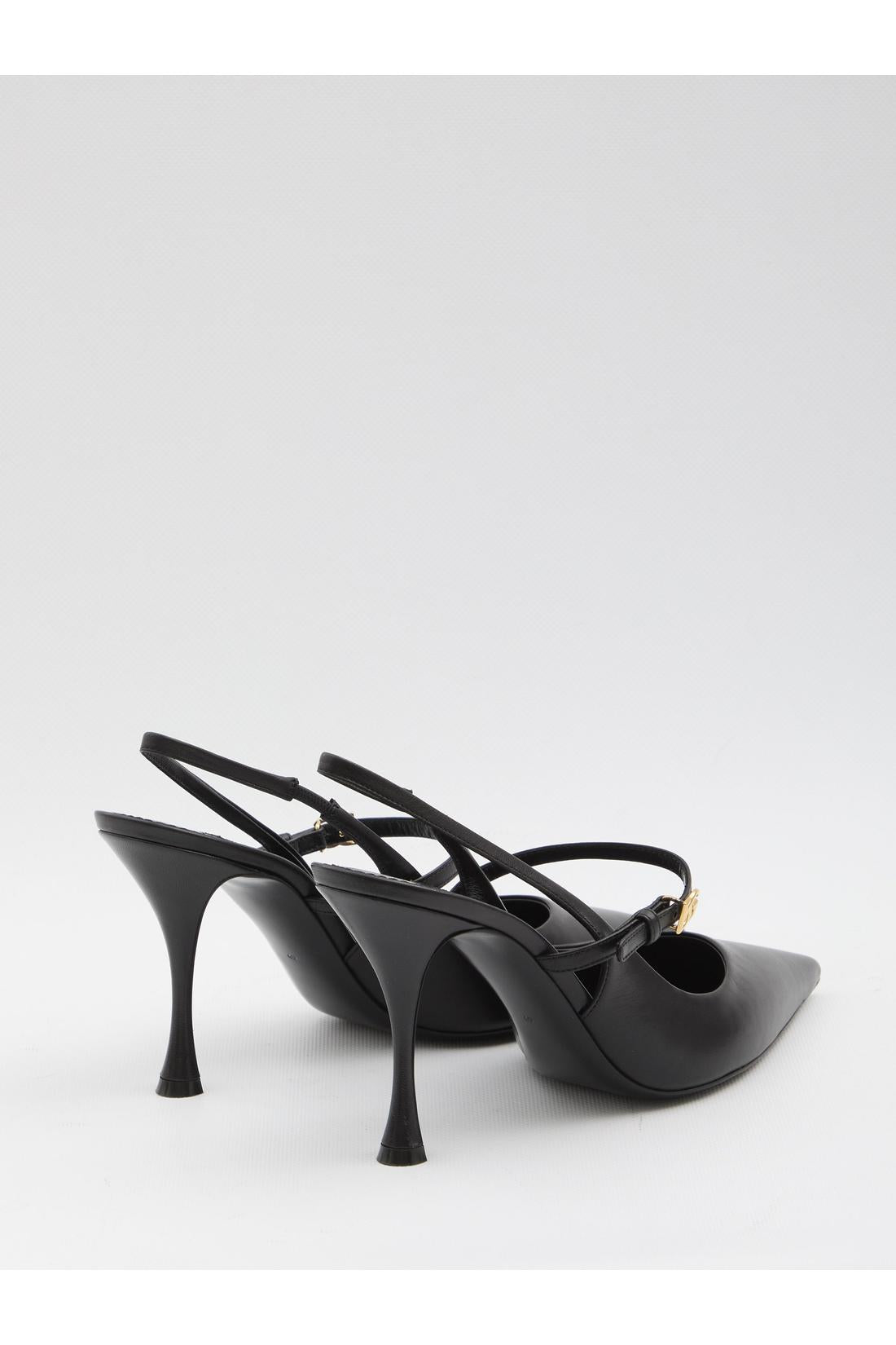 Dolce & Gabbana-OUTLET-SALE-Black leather slingback pumps-ARCHIVIST