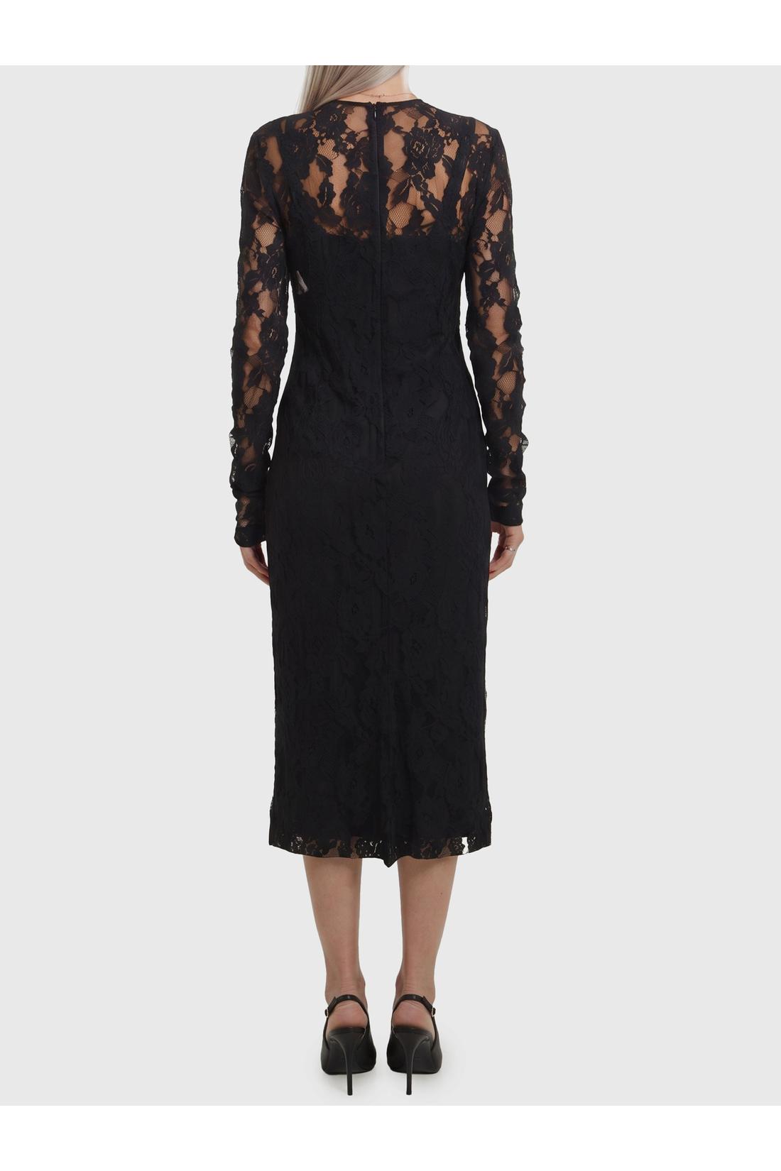 Dolce & Gabbana-OUTLET-SALE-Black midi lace dress-ARCHIVIST