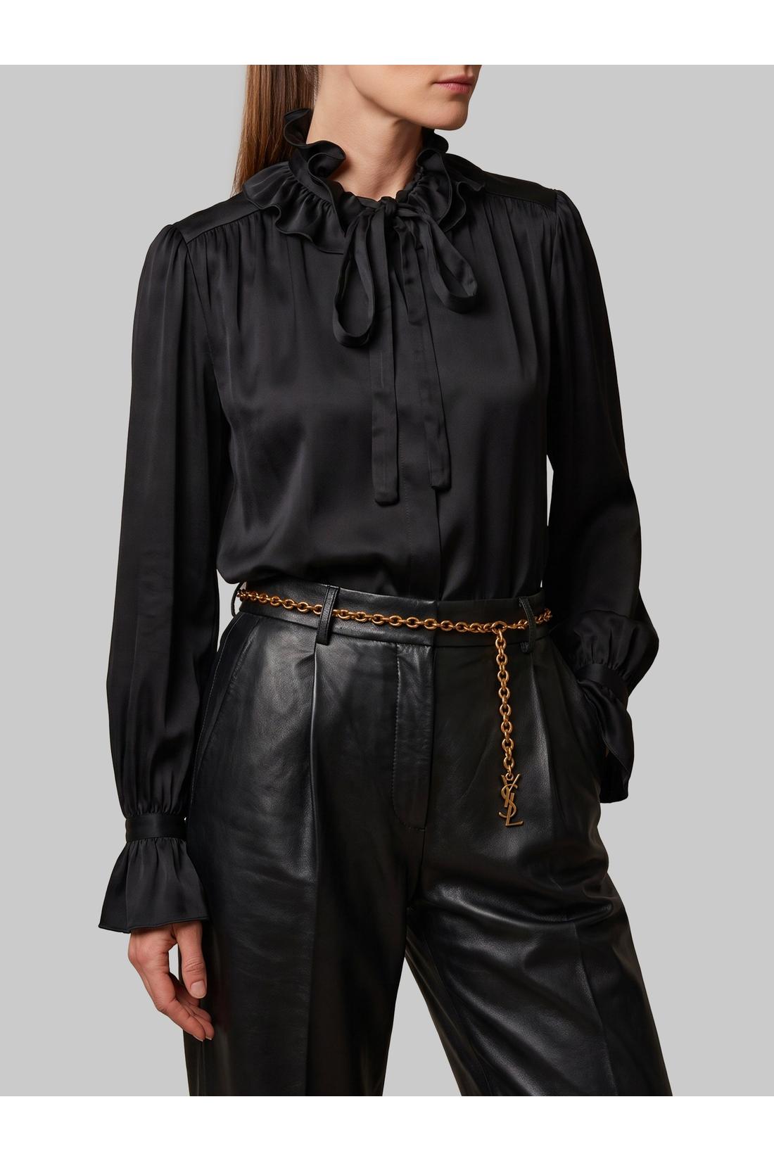 Sutton new york-OUTLET-SALE-Black ruffled shirt-ARCHIVIST