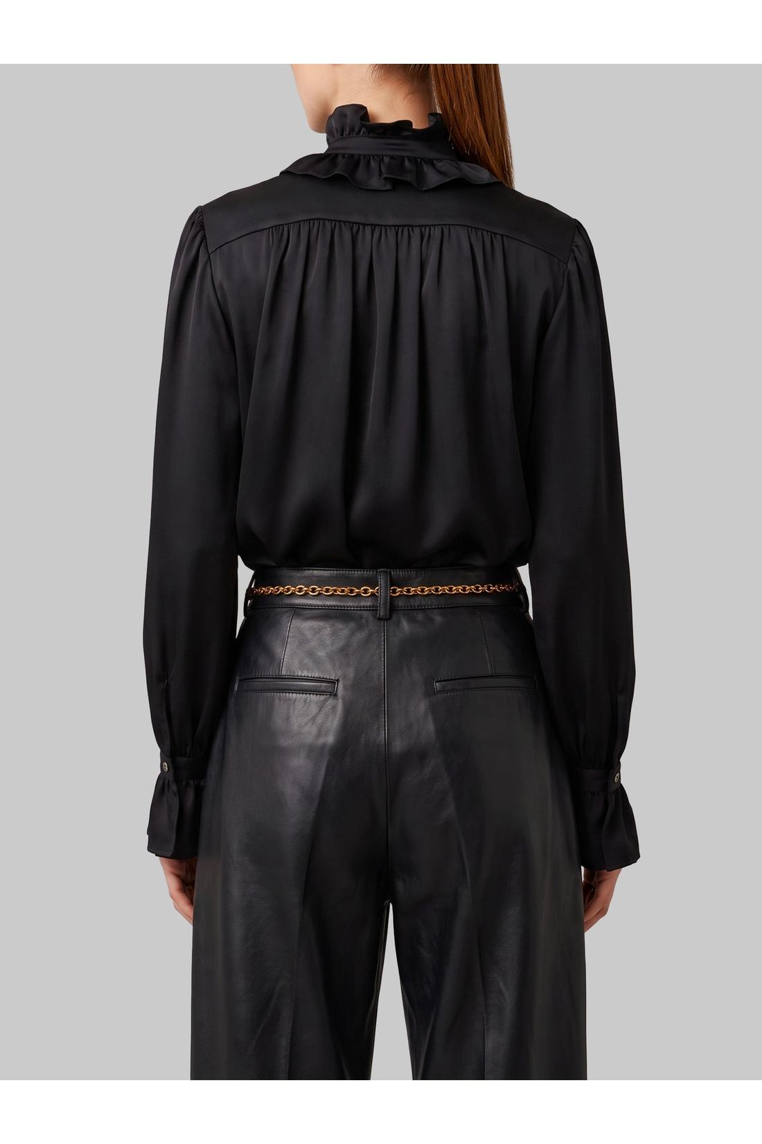 Sutton new york-OUTLET-SALE-Black ruffled shirt-ARCHIVIST