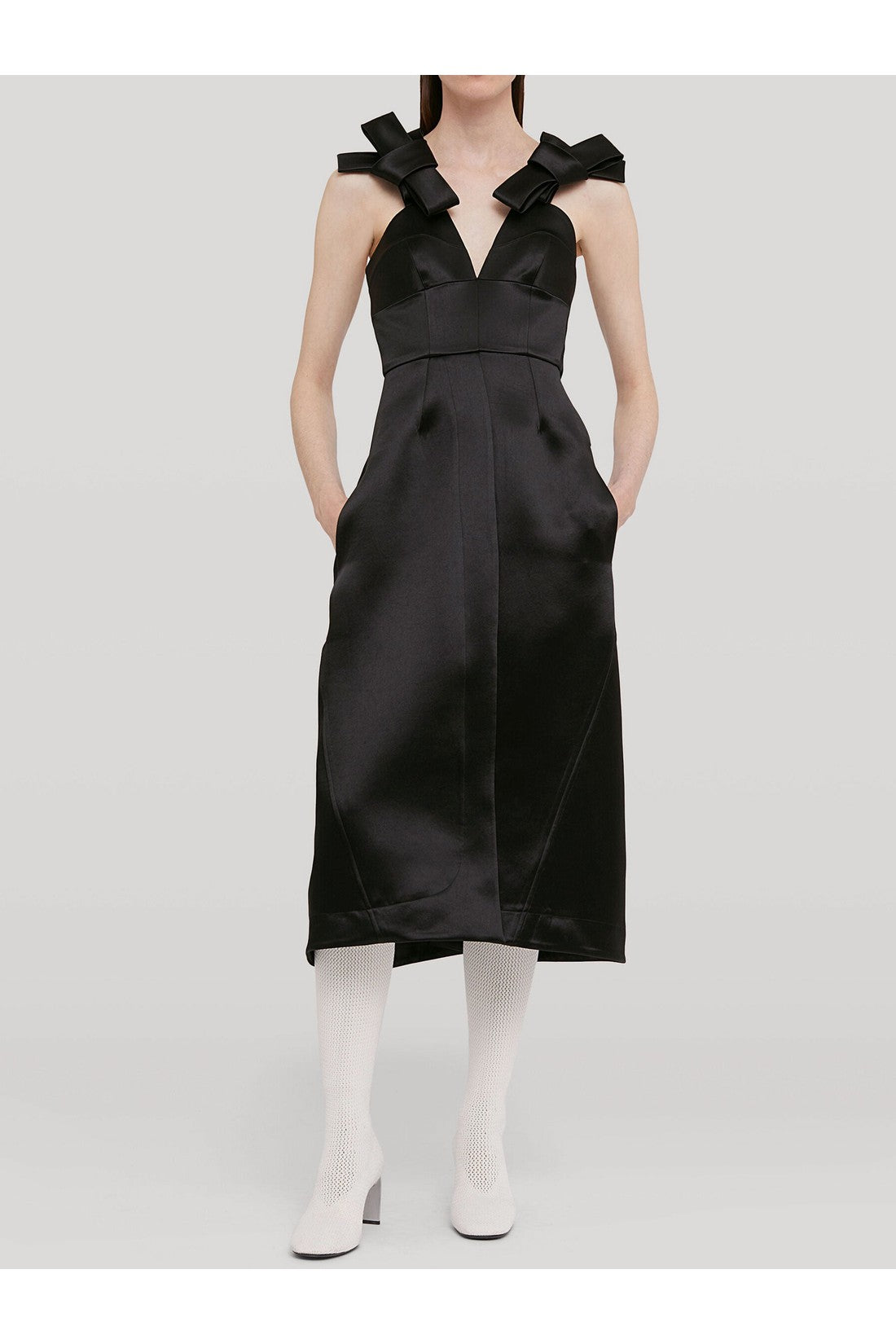 JIL SANDER-OUTLET-SALE-Black satin dress-ARCHIVIST