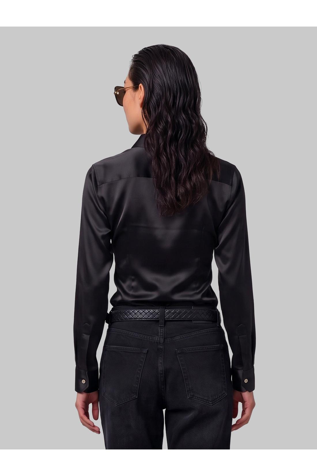 Sutton new york-OUTLET-SALE-Black stretch silk shirt-ARCHIVIST