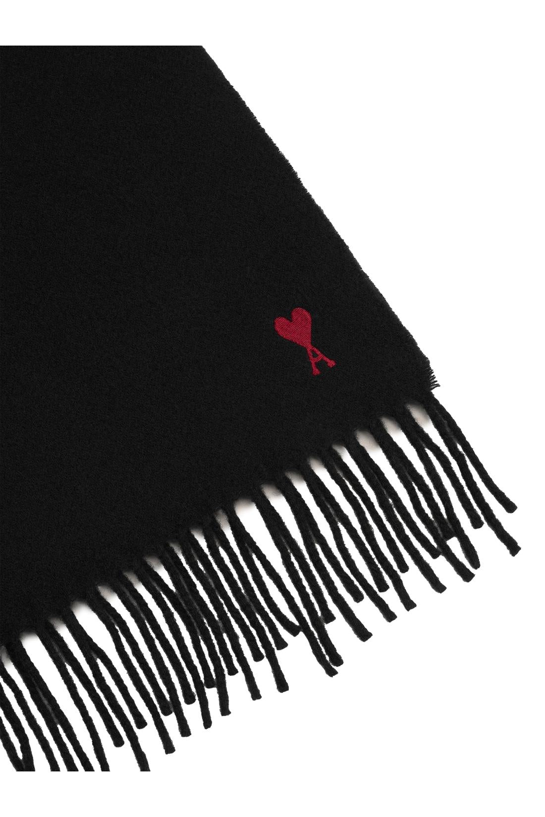 Ami Paris-OUTLET-SALE-Black wool Ami de Coeur scarf-ARCHIVIST