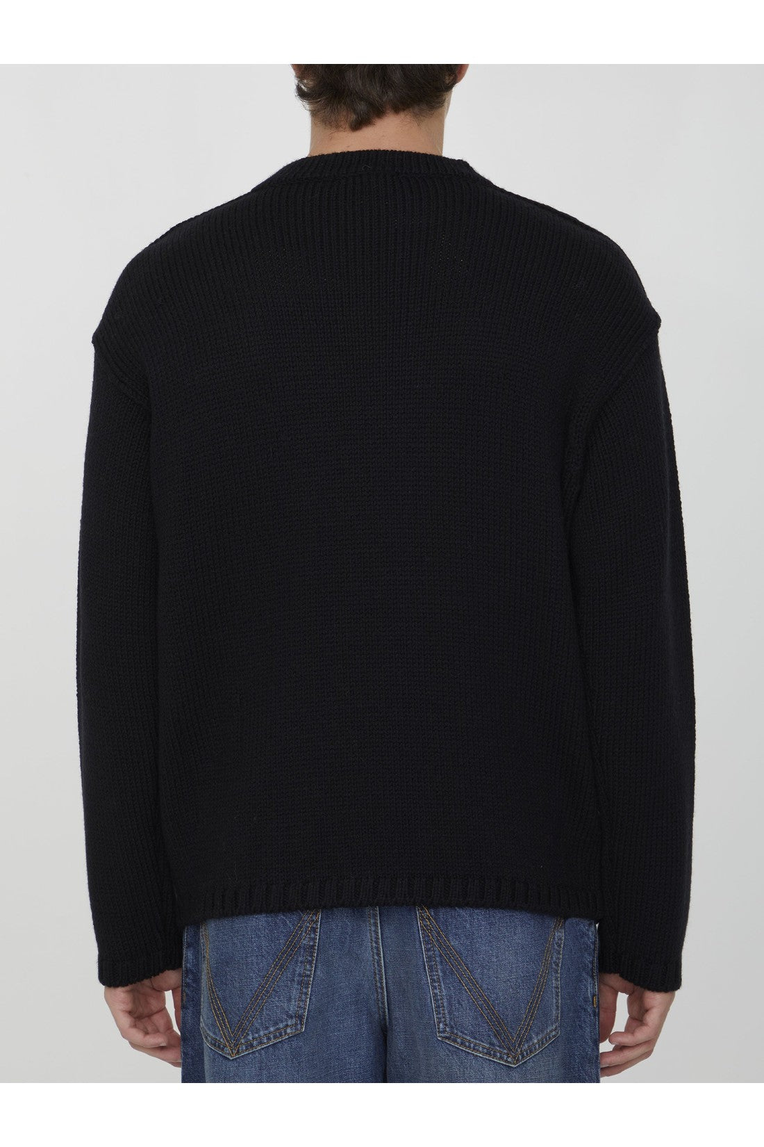 TEN C-OUTLET-SALE-Black wool jumper-ARCHIVIST