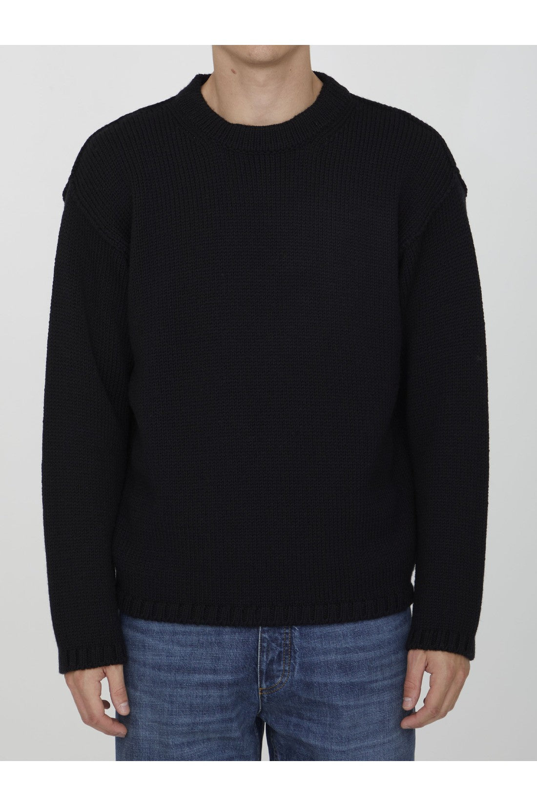 TEN C-OUTLET-SALE-Black wool jumper-ARCHIVIST