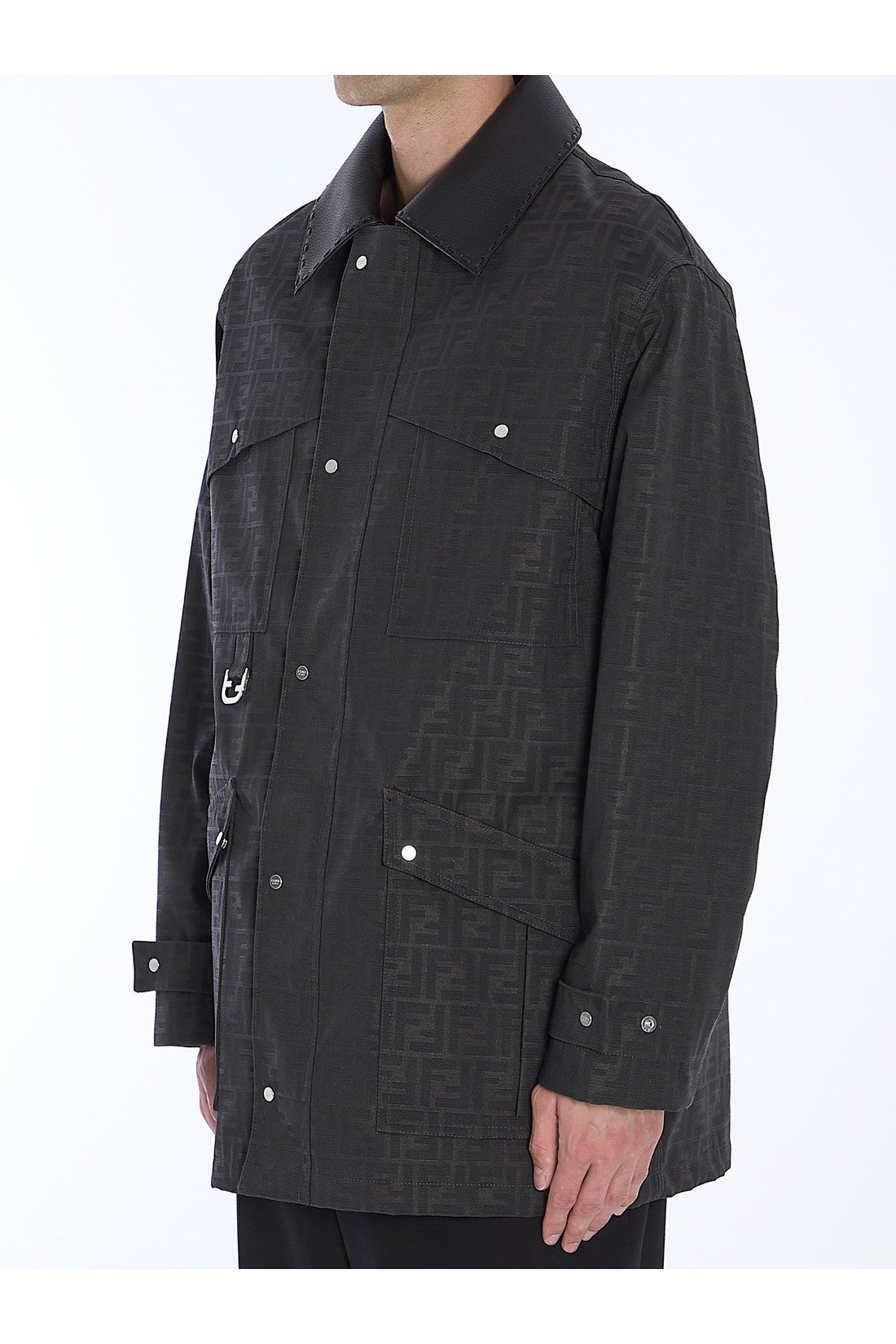 Fendi-OUTLET-SALE-Blouson in waxed FF jacquard-ARCHIVIST