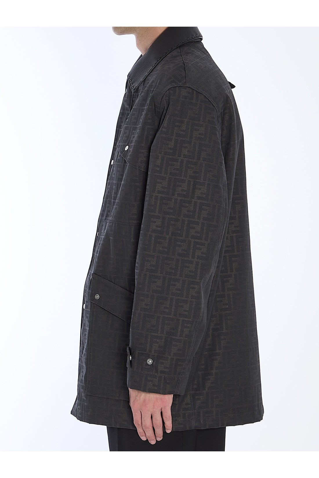 Fendi-OUTLET-SALE-Blouson in waxed FF jacquard-ARCHIVIST