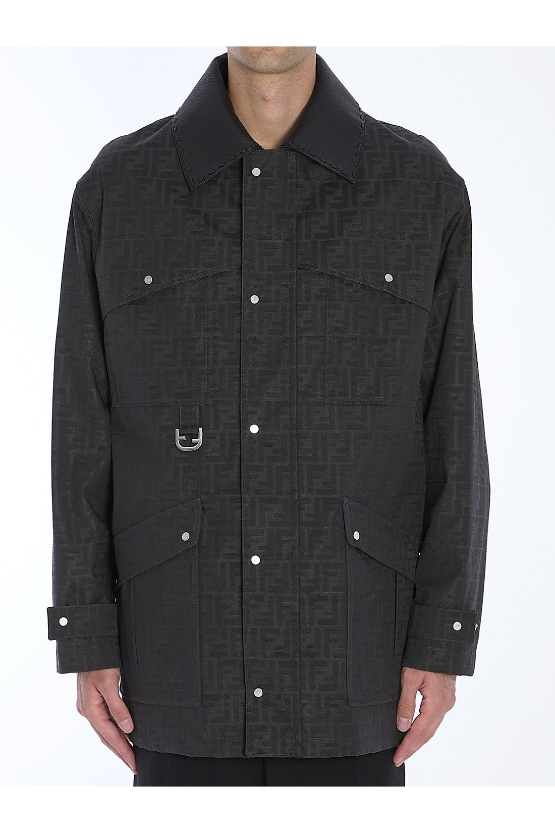 Fendi-OUTLET-SALE-Blouson in waxed FF jacquard-ARCHIVIST