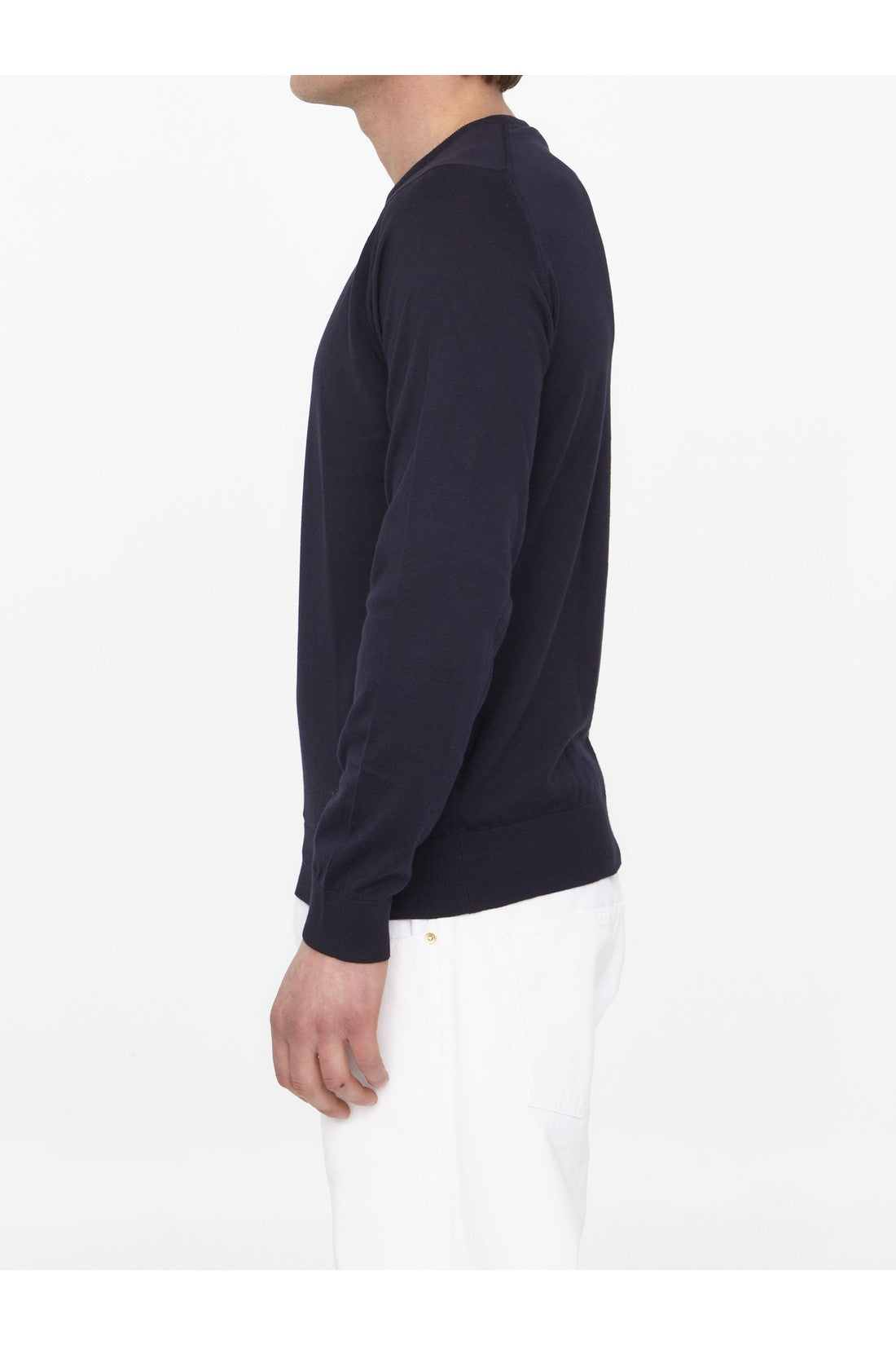 JOHN SMEDLEY-OUTLET-SALE-Blue cotton jumper-ARCHIVIST