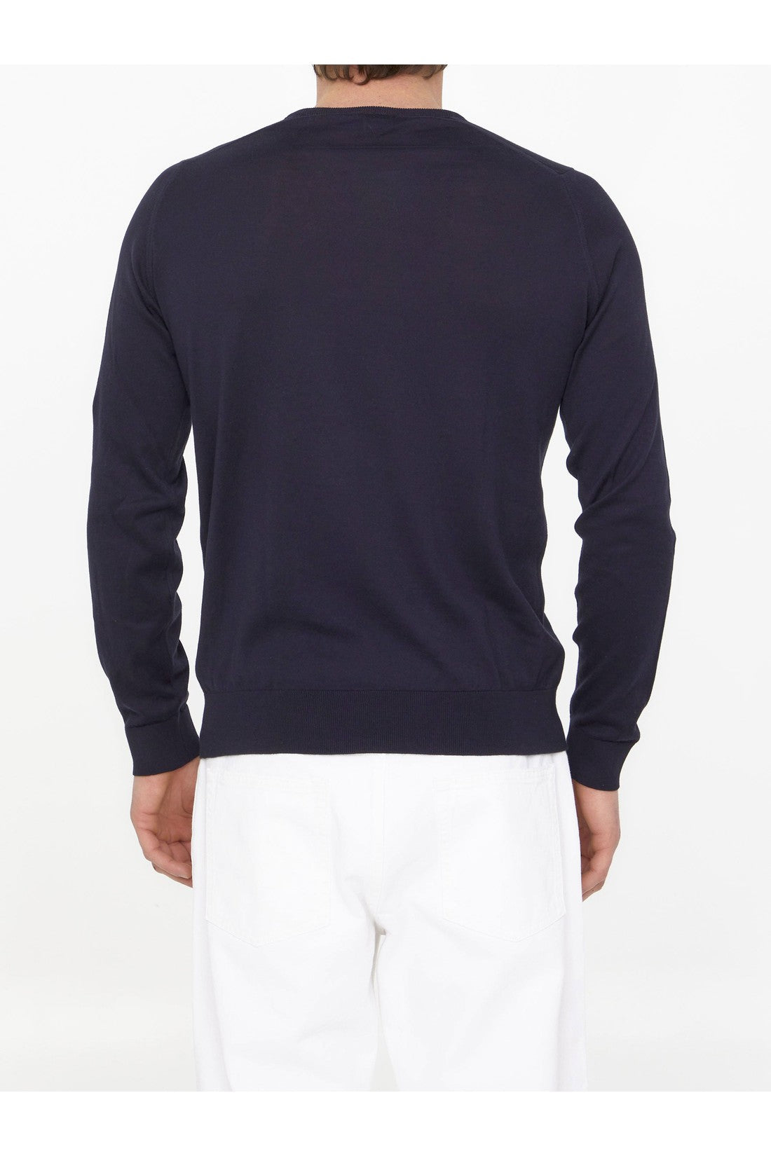 JOHN SMEDLEY-OUTLET-SALE-Blue cotton jumper-ARCHIVIST