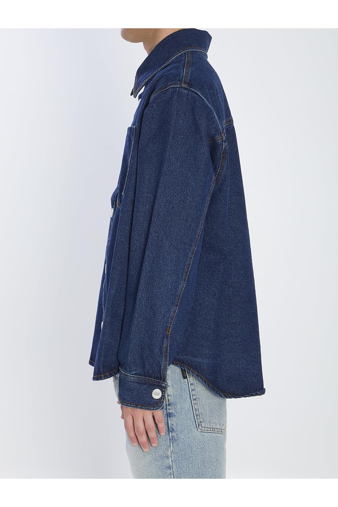 Ami Paris-OUTLET-SALE-Blue cotton overshirt-ARCHIVIST