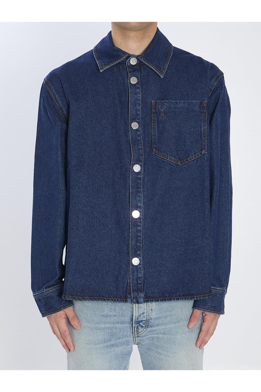 Ami Paris-OUTLET-SALE-Blue cotton overshirt-ARCHIVIST