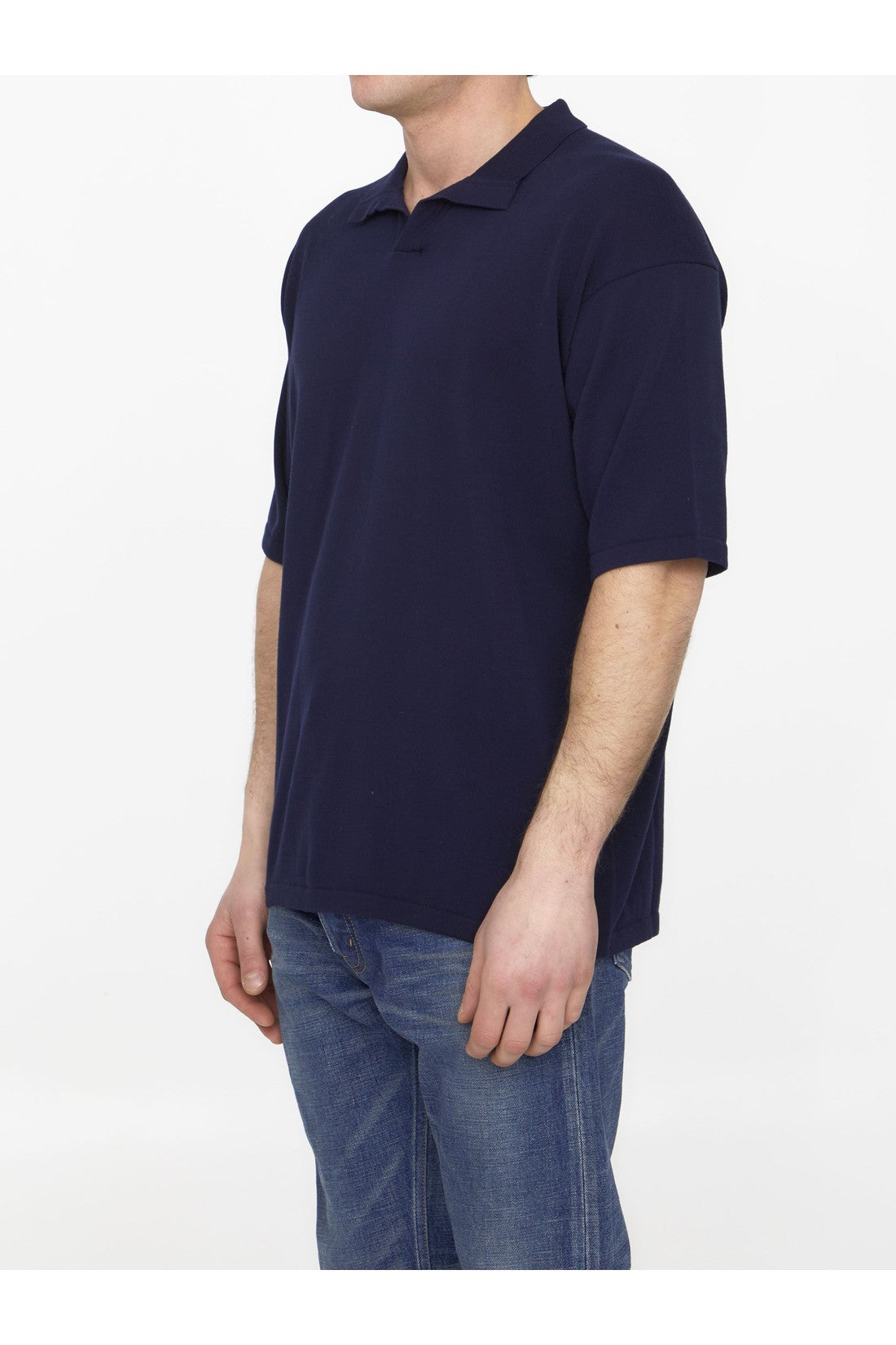 Roberto Collina-OUTLET-SALE-Blue cotton polo shirt-ARCHIVIST