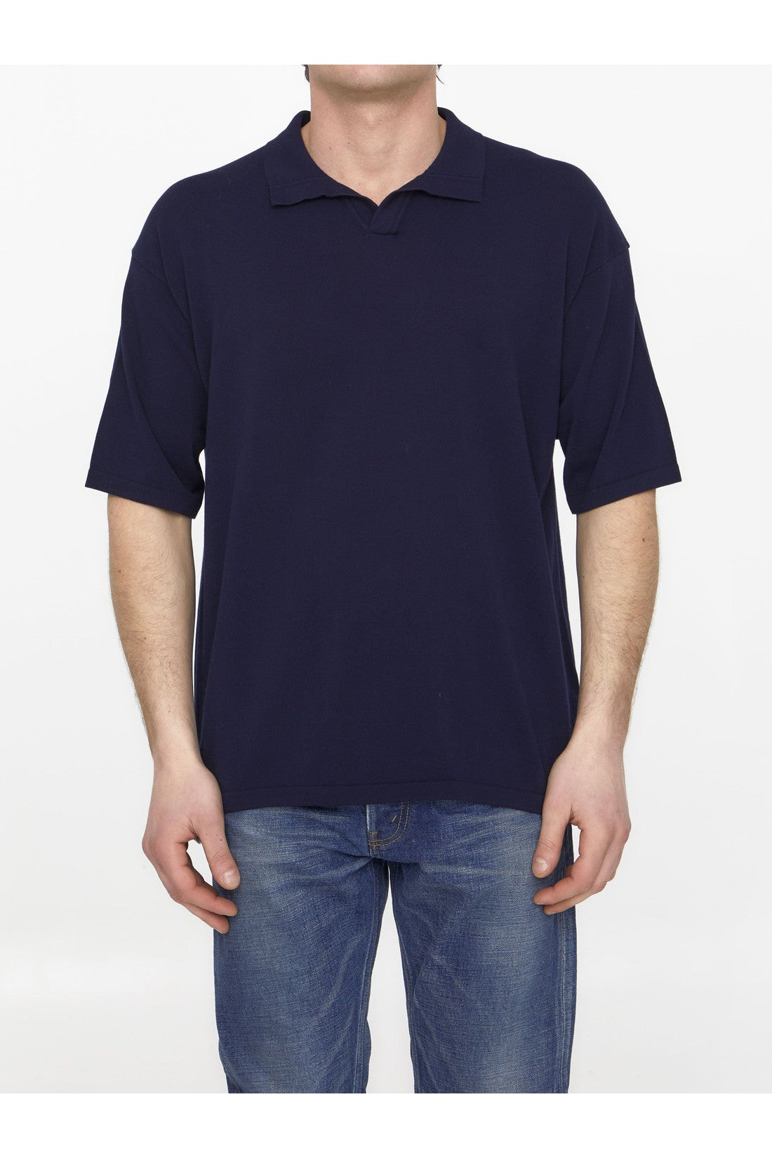 Roberto Collina-OUTLET-SALE-Blue cotton polo shirt-ARCHIVIST