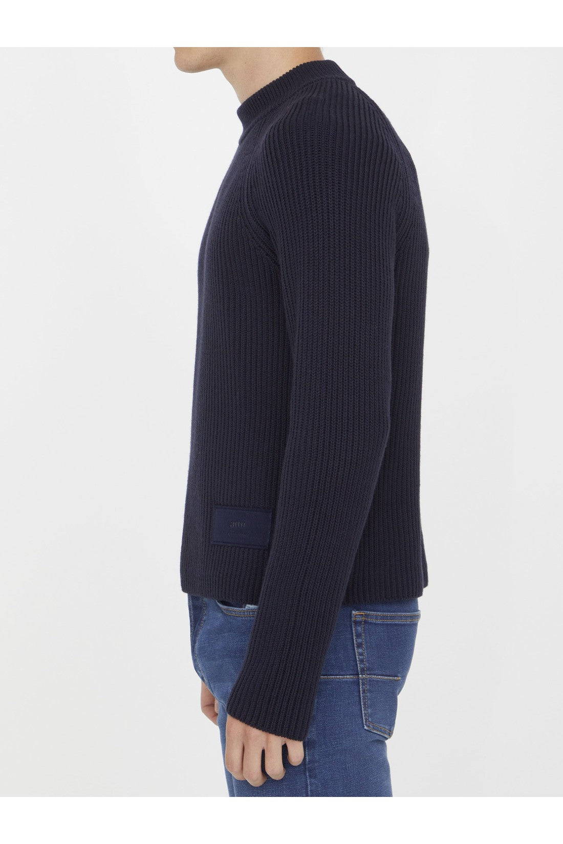 AMI PARIS-OUTLET-SALE-Blue jumper with patch-ARCHIVIST