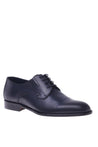 Blue perforated calfskin leather derby