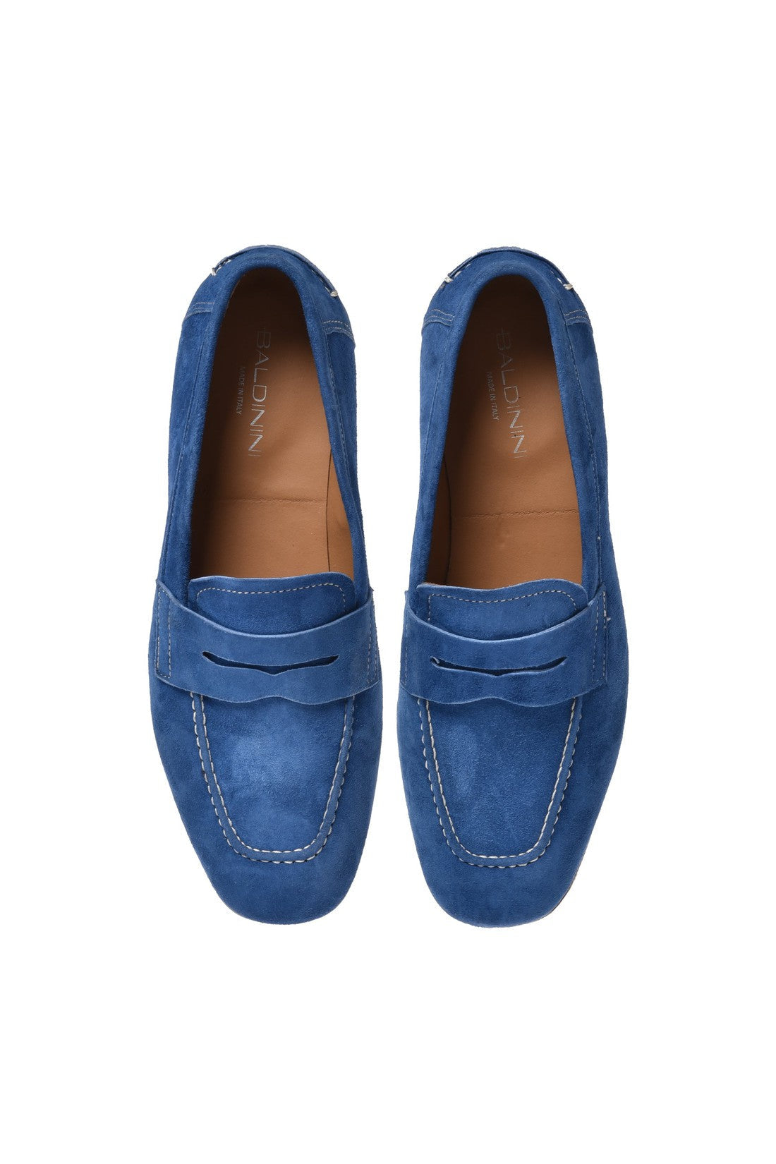 Blue suede loafers