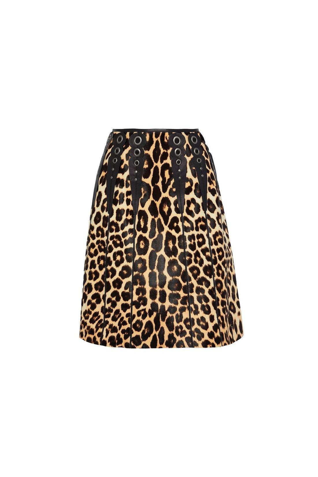 BOTTEGA VENETA-OUTLET-SALE-Bottega Veneta Leopard Print Calf Hair Skirt-ARCHIVIST