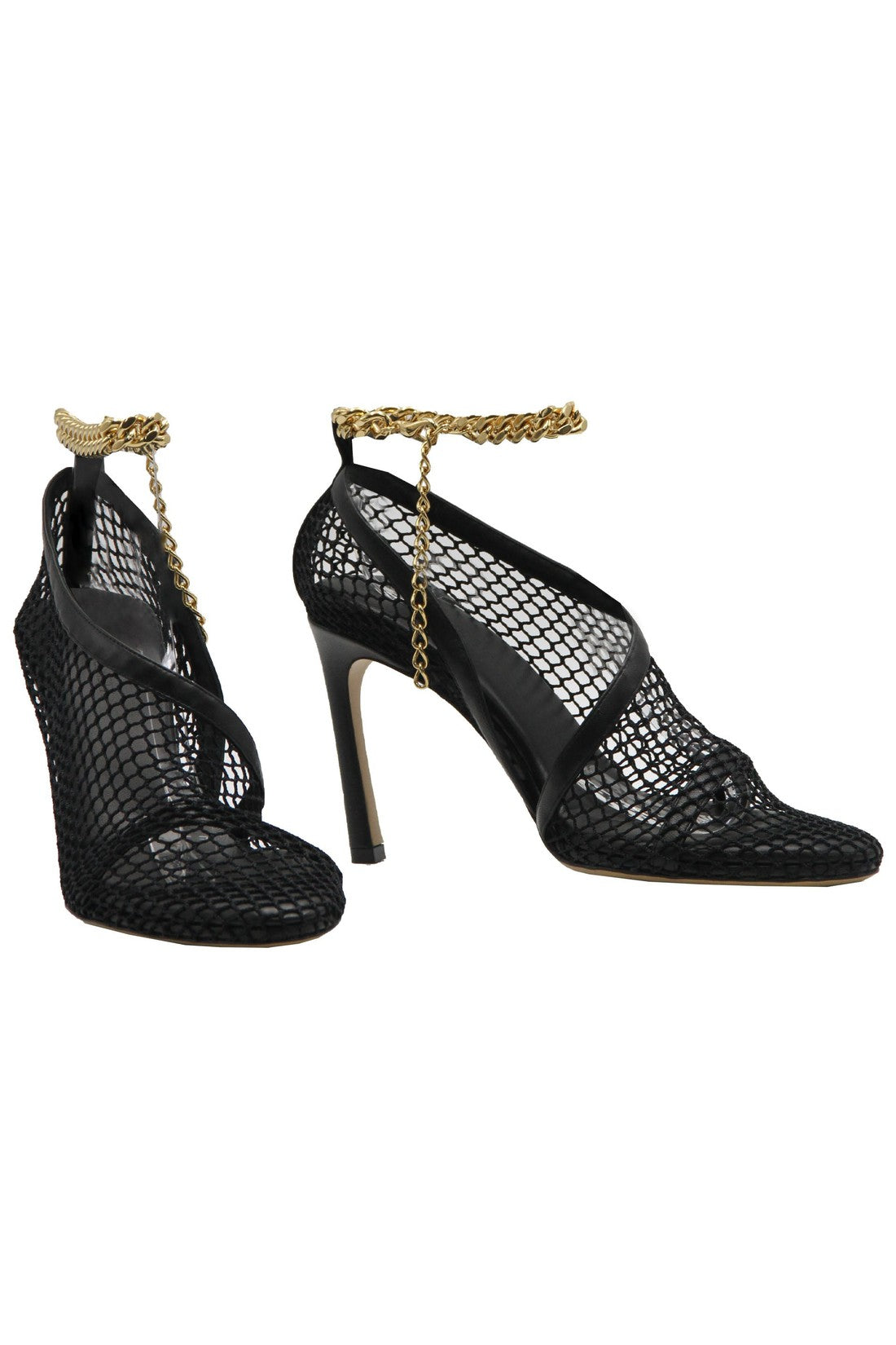Stretch sandals in leather and mesh