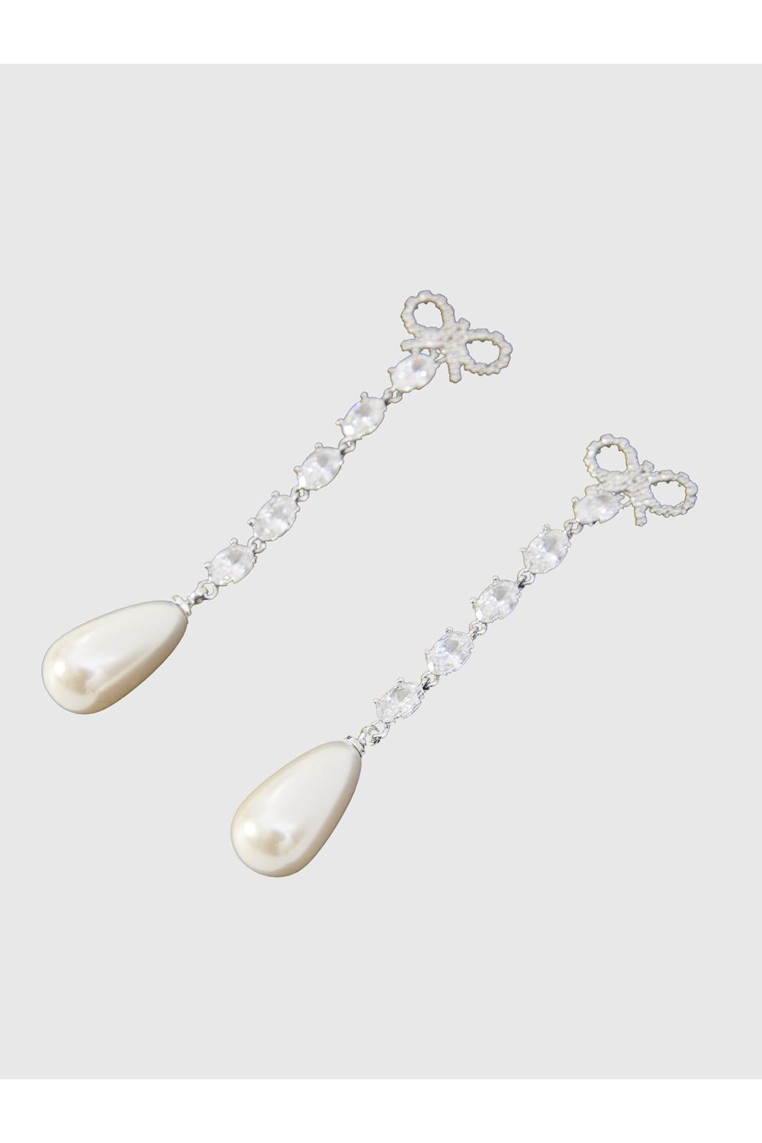 Self Portrait-OUTLET-SALE-Bow pearl droplet earrings-ARCHIVIST