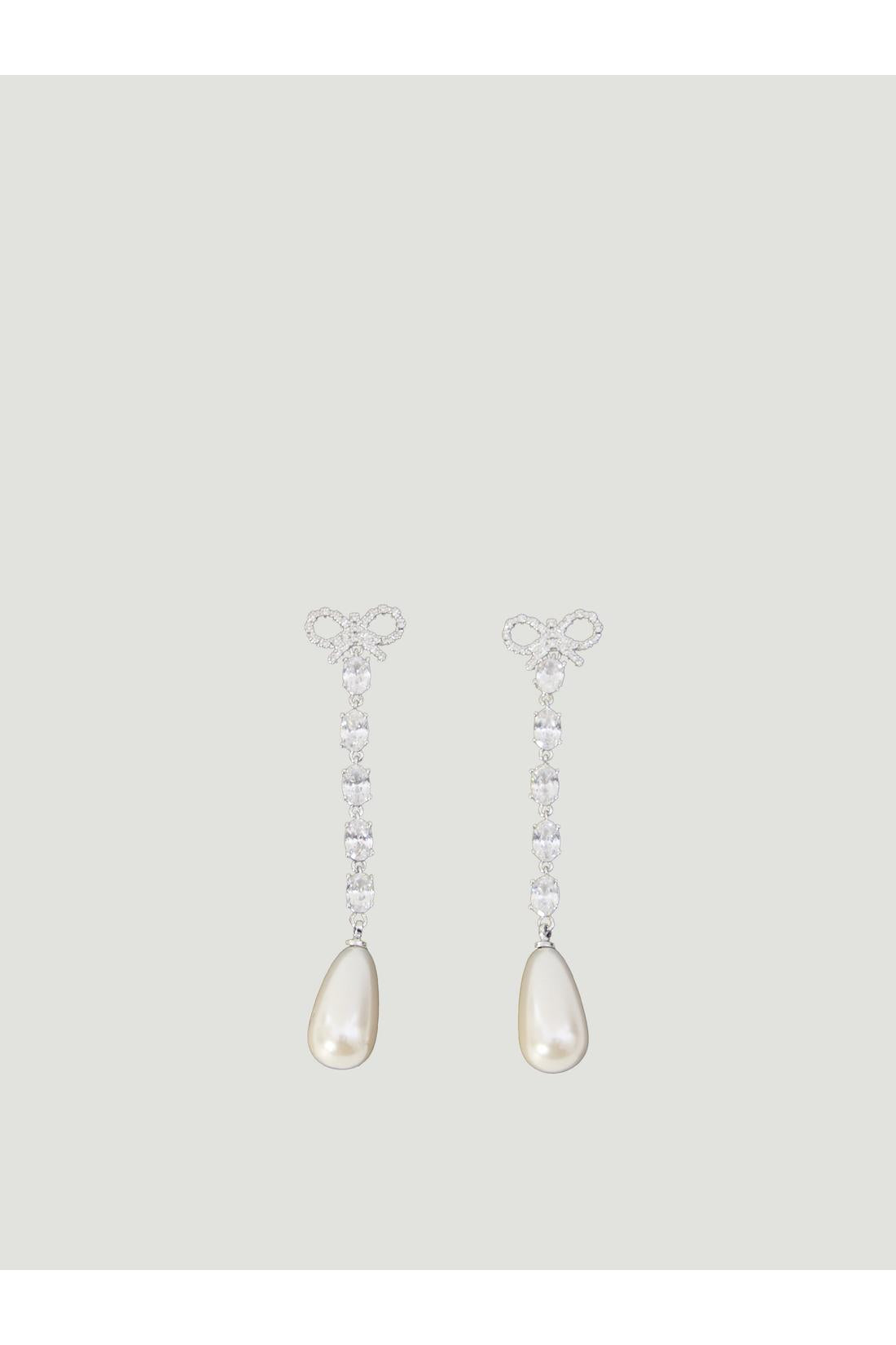 Self Portrait-OUTLET-SALE-Bow pearl droplet earrings-ARCHIVIST