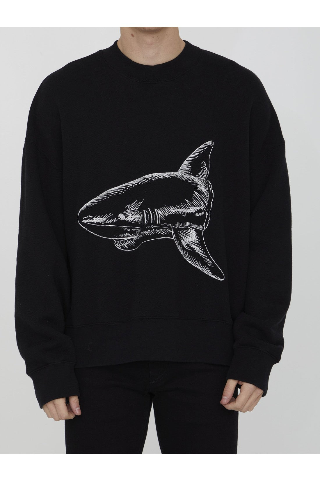 PALM ANGELS-OUTLET-SALE-Broken Shark print sweatshirt-ARCHIVIST