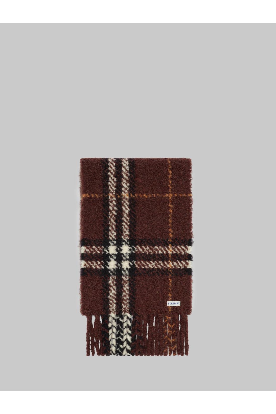 Burberry-OUTLET-SALE-Brown Check bouclé scarf-ARCHIVIST